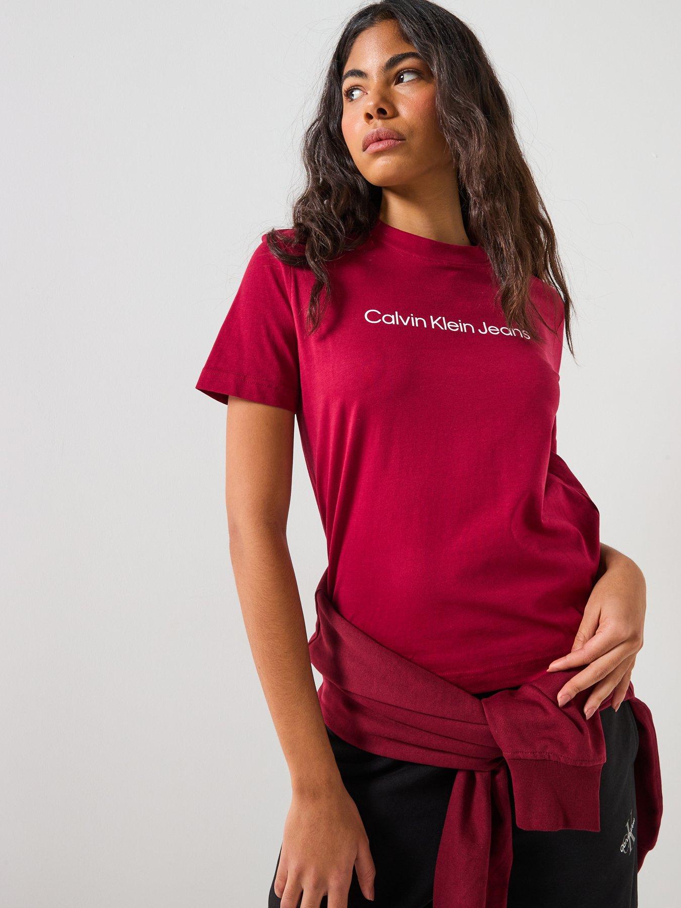  image of calvin-klein-jeans-logo-t-shirt-red