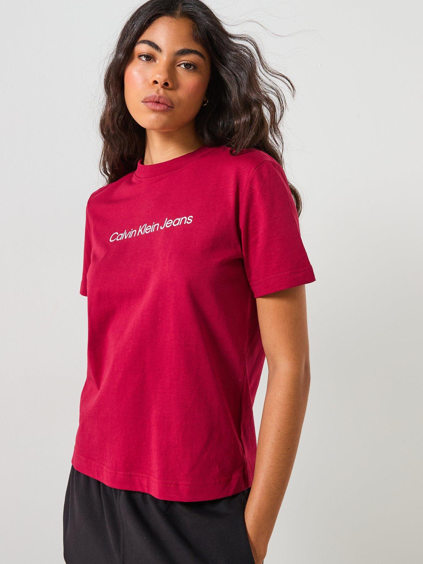  image of calvin-klein-jeans-logo-t-shirt-red