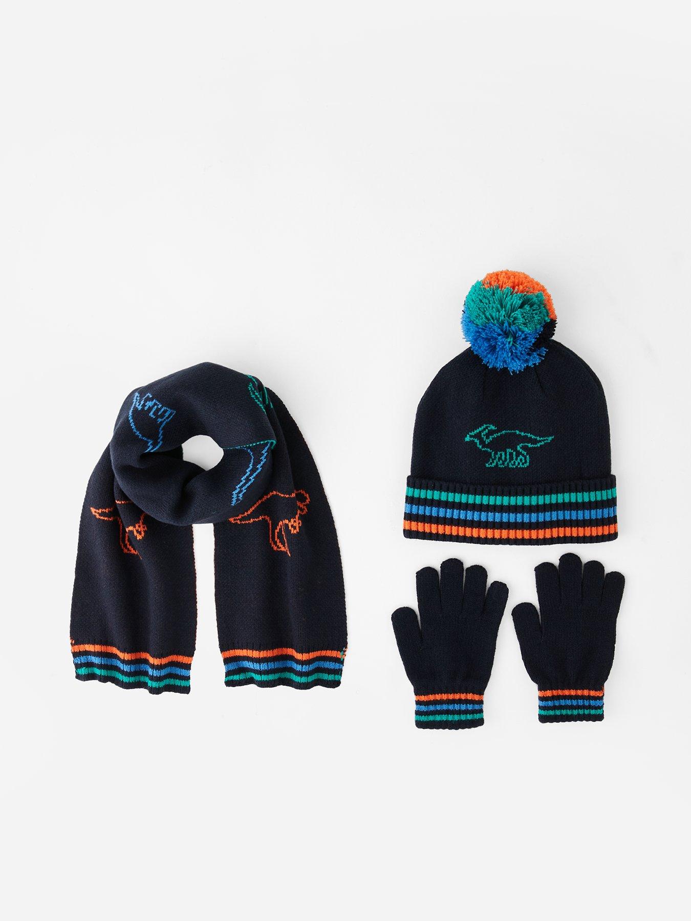 The Very Collection Kids Dinosaur Hat, Scarf And Gloves Set 3 Piece - Navy