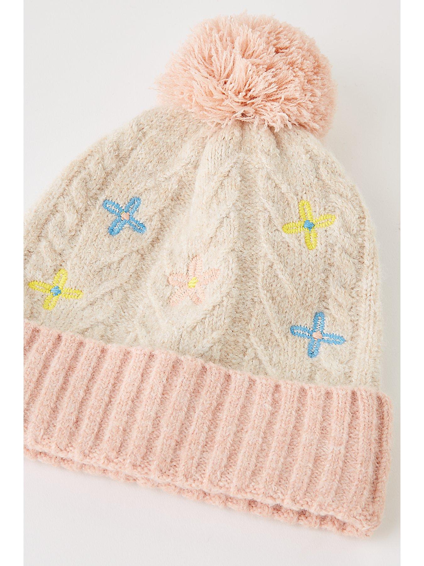 Image 4 of 4 of The Very Collection Kids&nbsp;Embroidered Flower Hat, Snood And Gloves Set 3 Piece&nbsp;- Cream