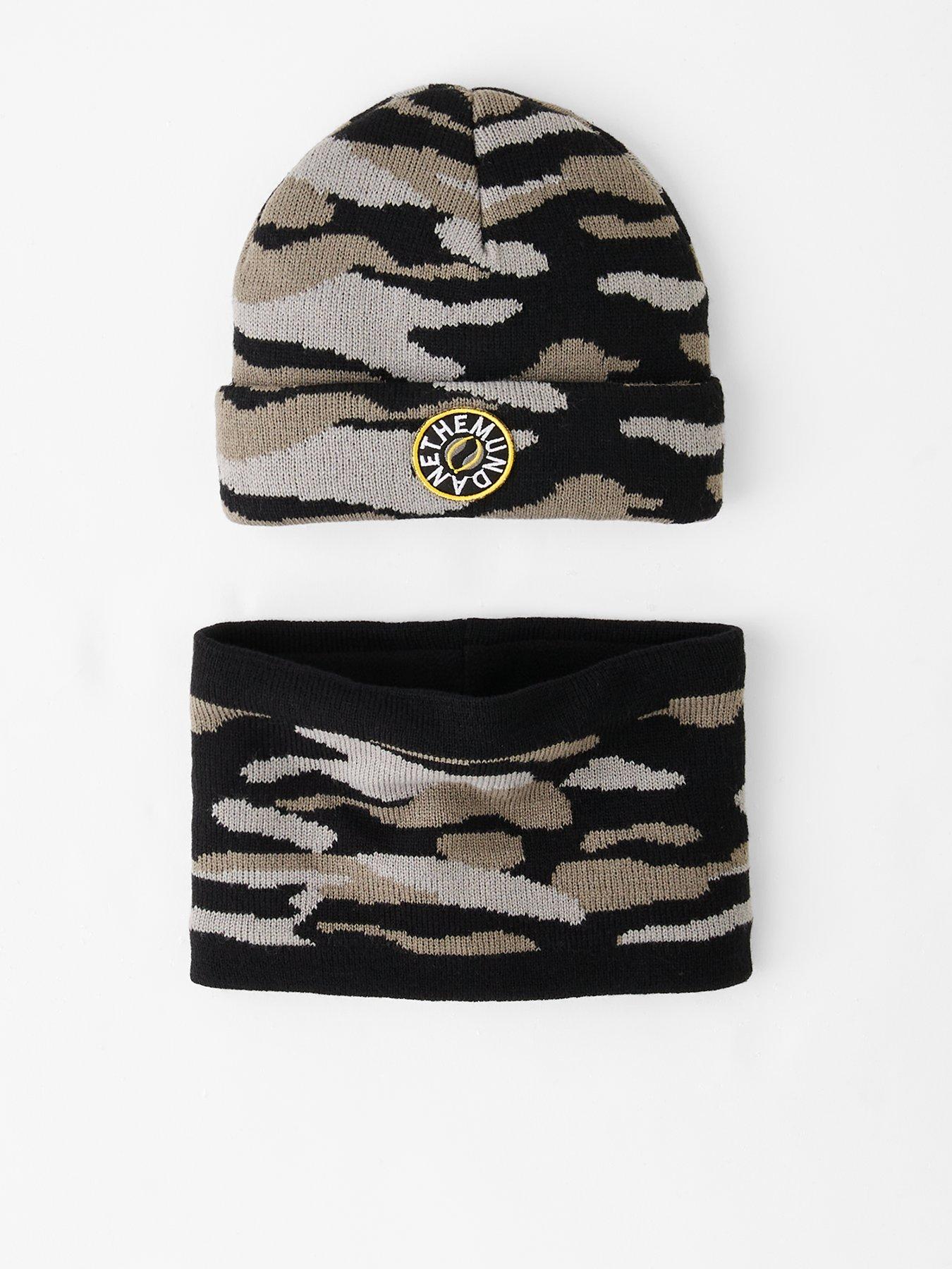 The Very Collection Boys 2 Piece Camo Hat, And Snood Set - Grey