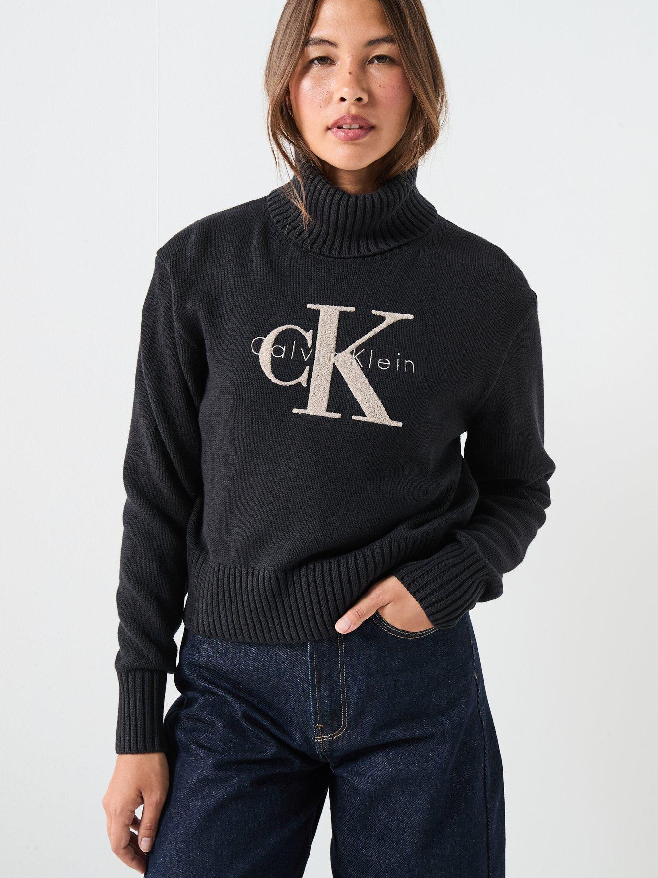 front image of calvin-klein-jeans-monologo-sweater-black