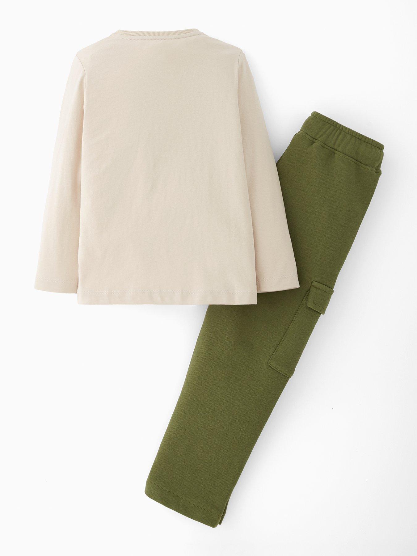 back image of mini-v-by-very-boys-dinosaur-long-sleeve-t-shirt-and-cargo-joggers-multi