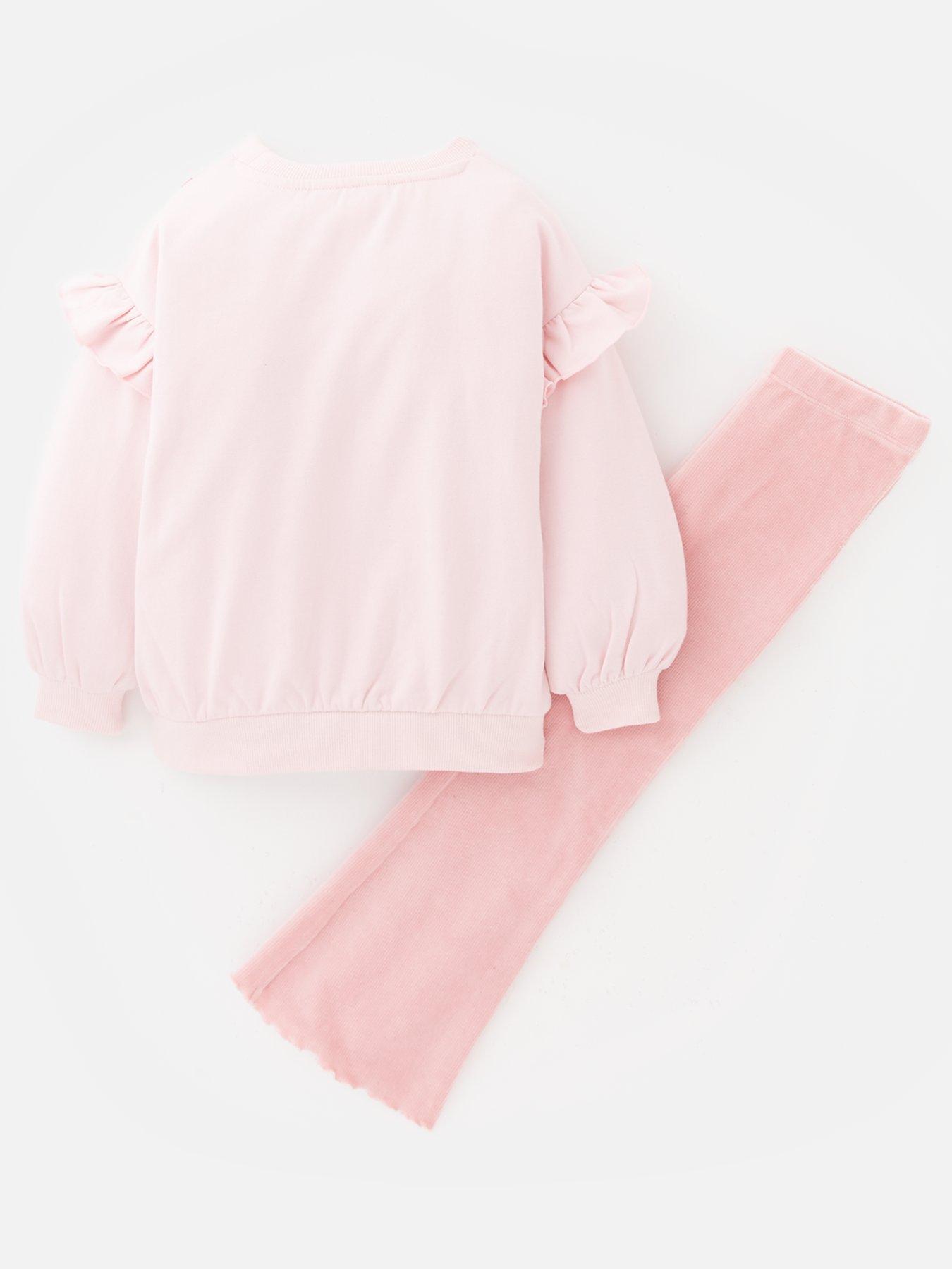back image of the-very-collection-girls-cord-legging-and-sweatshirt-set-pink