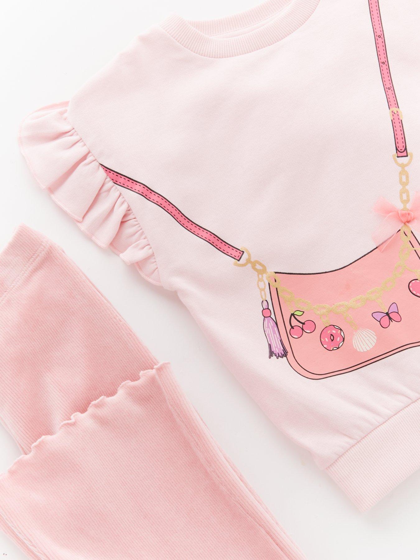 image of the-very-collection-girls-cord-legging-and-sweatshirt-set-pink