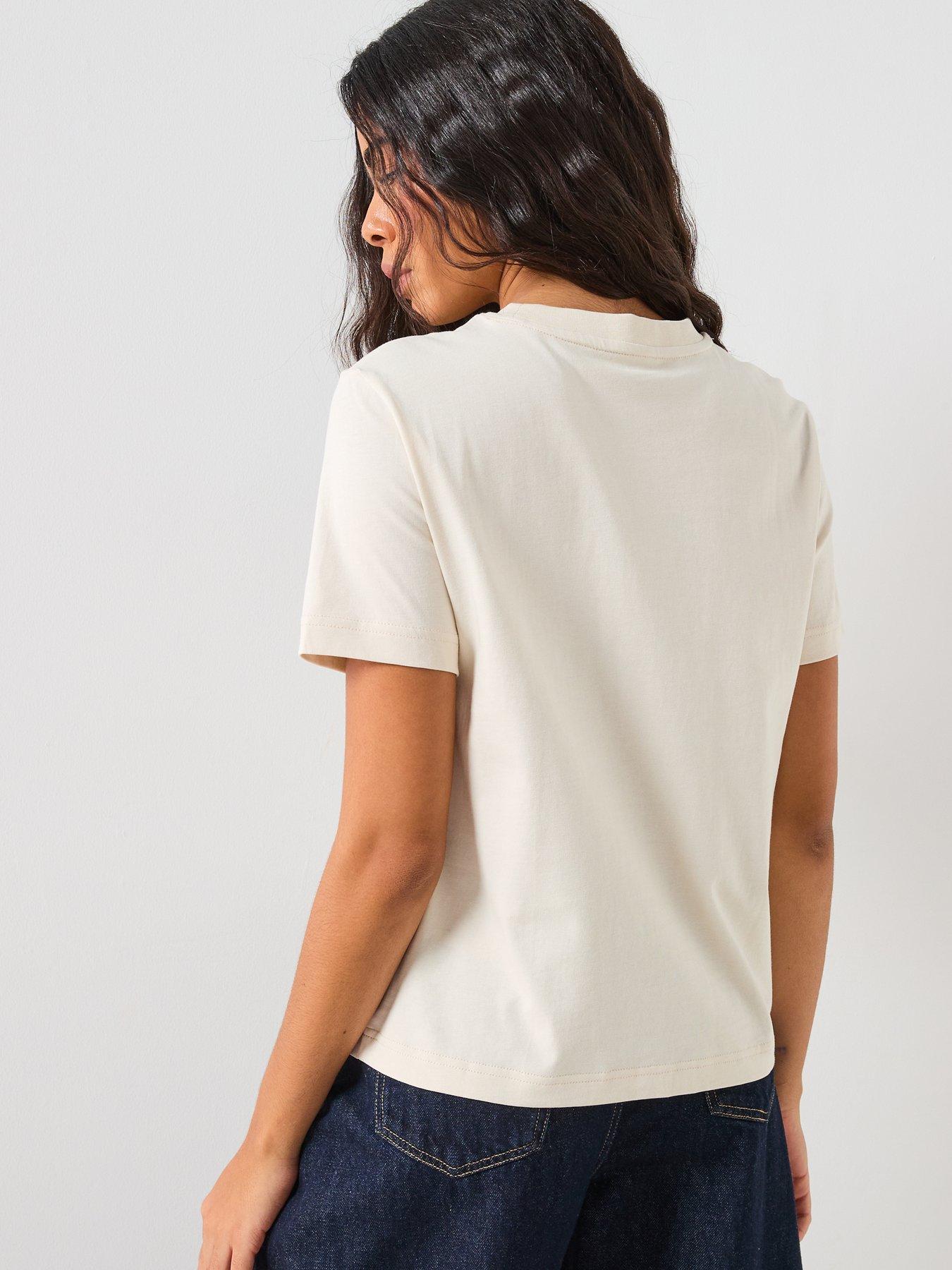  image of calvin-klein-jeans-monologo-short-sleeve-t-shirt-cream