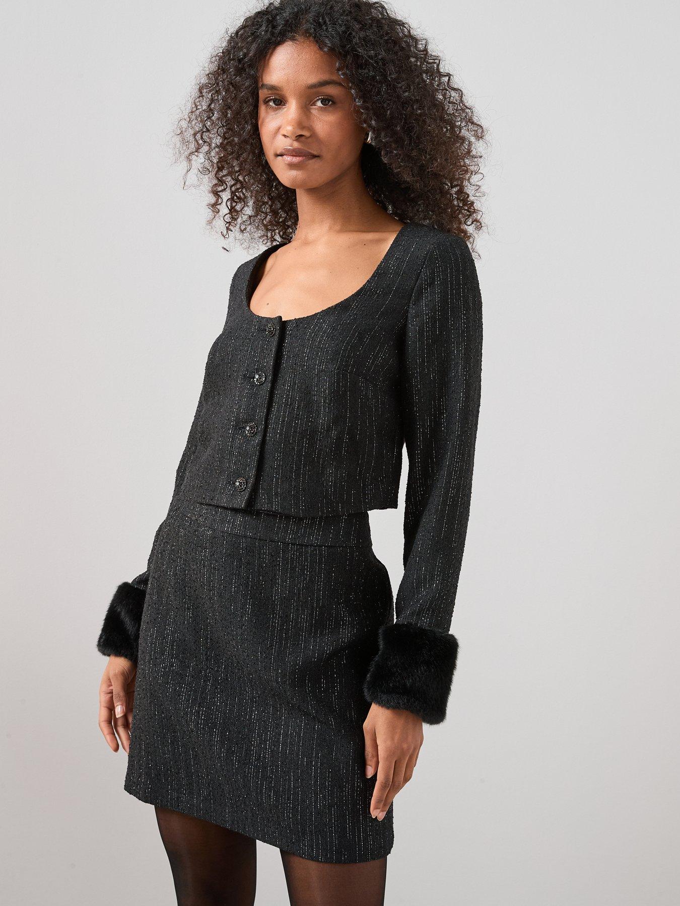  image of the-very-collection-mini-skirt-co-ord-black