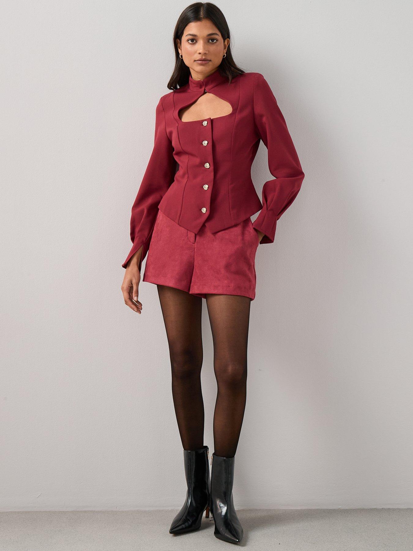  image of the-very-collection-cut-out-peplum-waistcoat-top-red