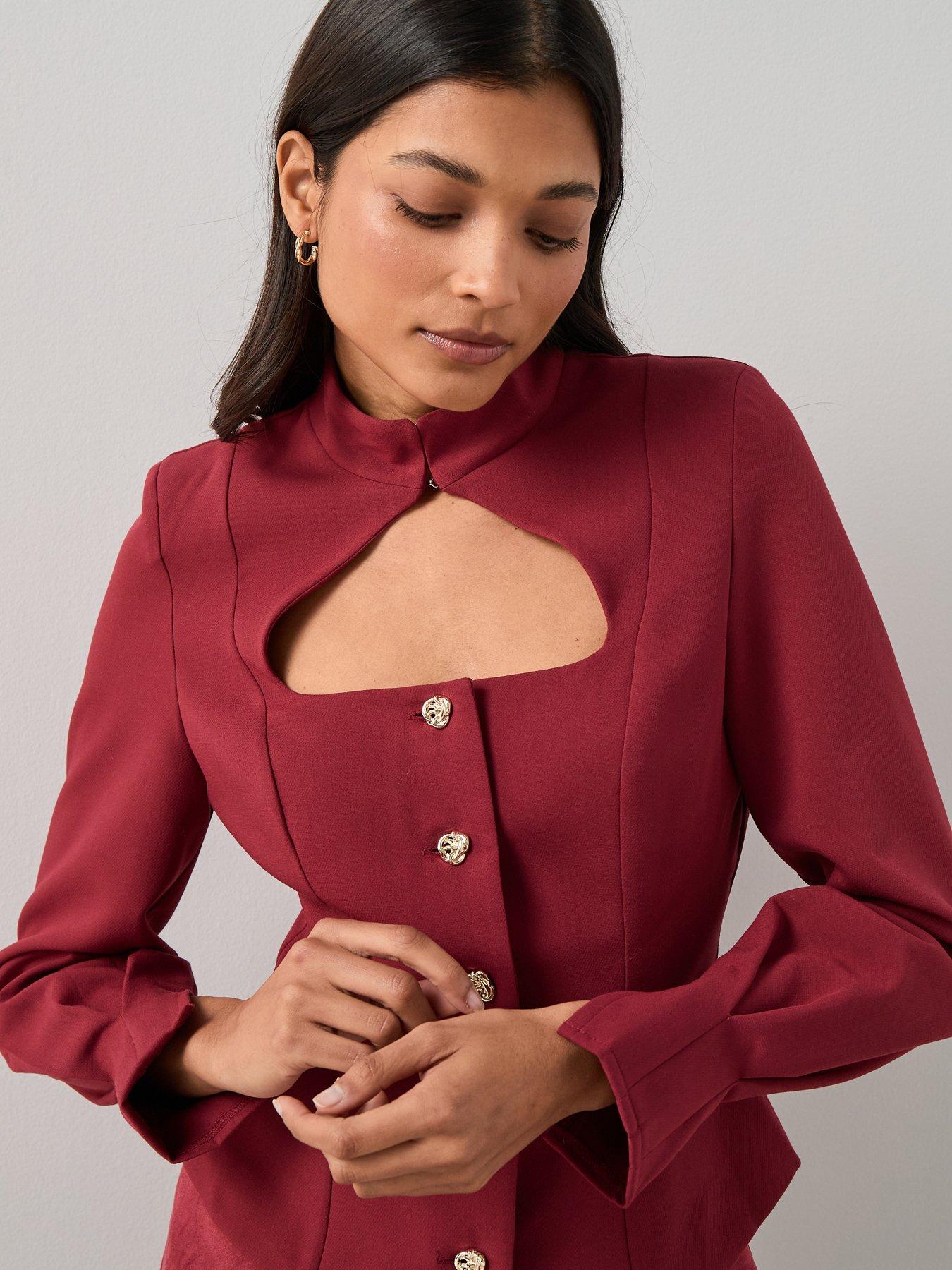  image of the-very-collection-cut-out-peplum-waistcoat-top-red