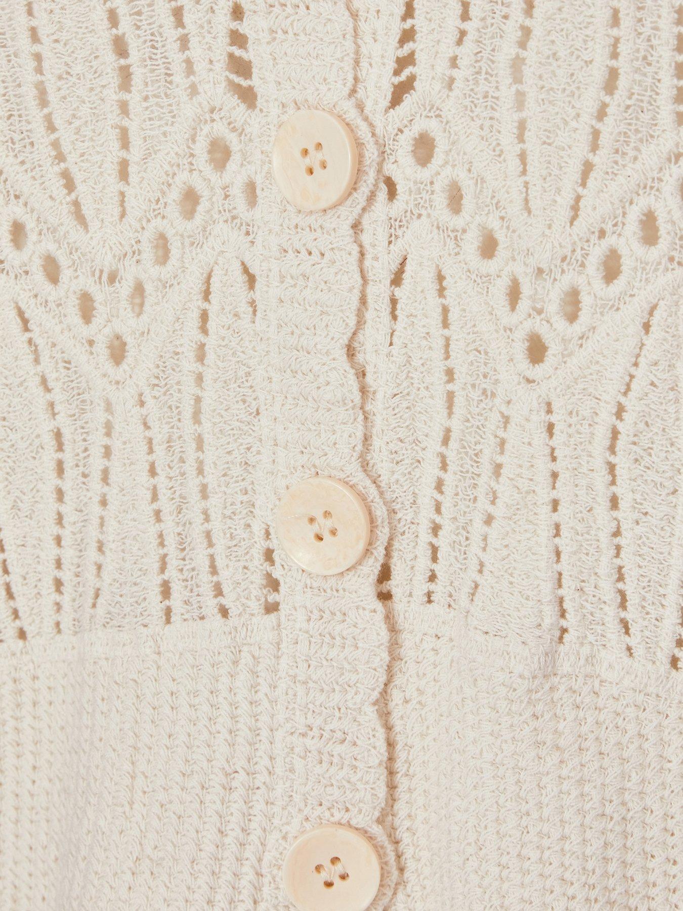 Quiz Cream Knit Cropped Cardigan | Littlewoods