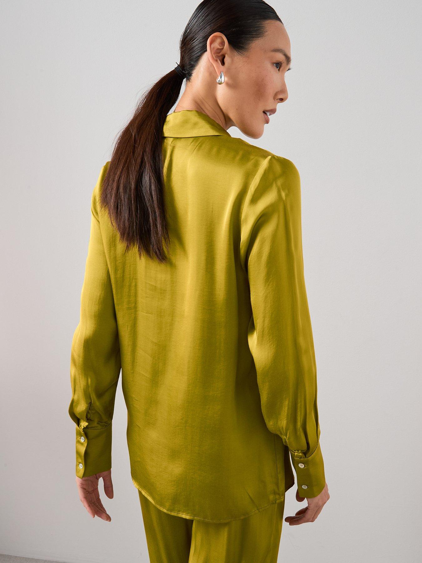  image of the-very-collection-satin-co-ord-blouse-green