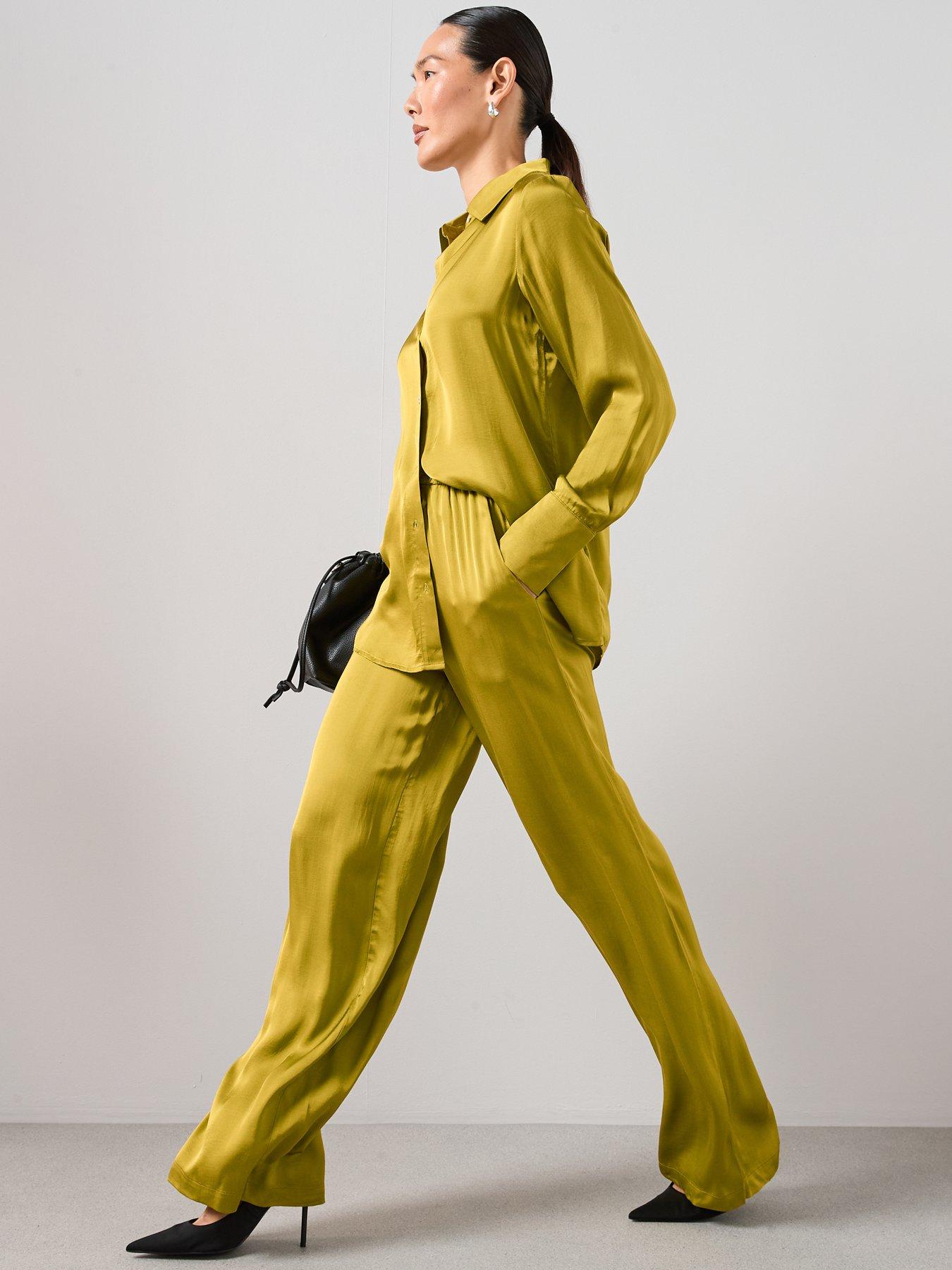  image of the-very-collection-satin-co-ord-blouse-green