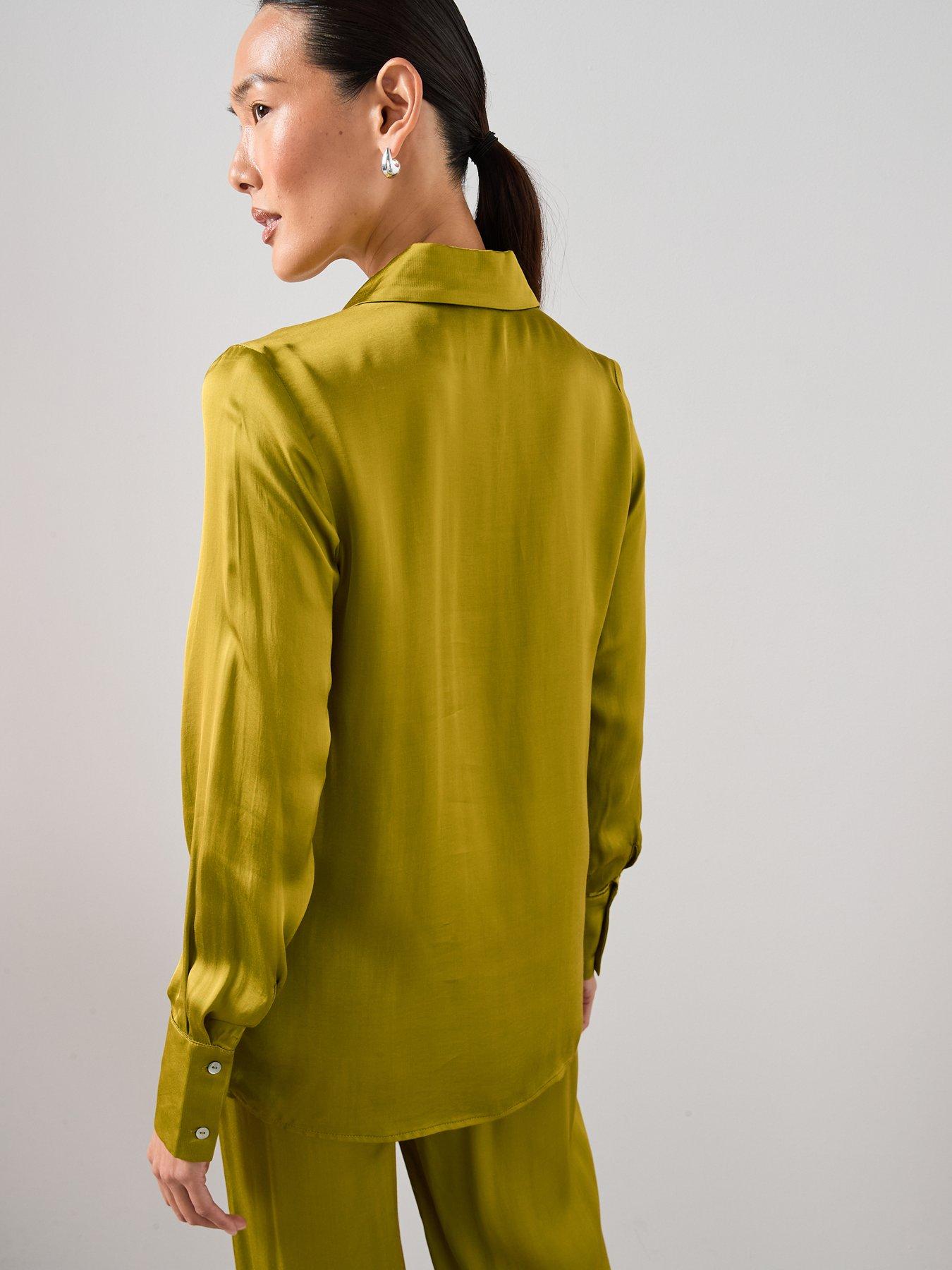  image of the-very-collection-satin-co-ord-blouse-green
