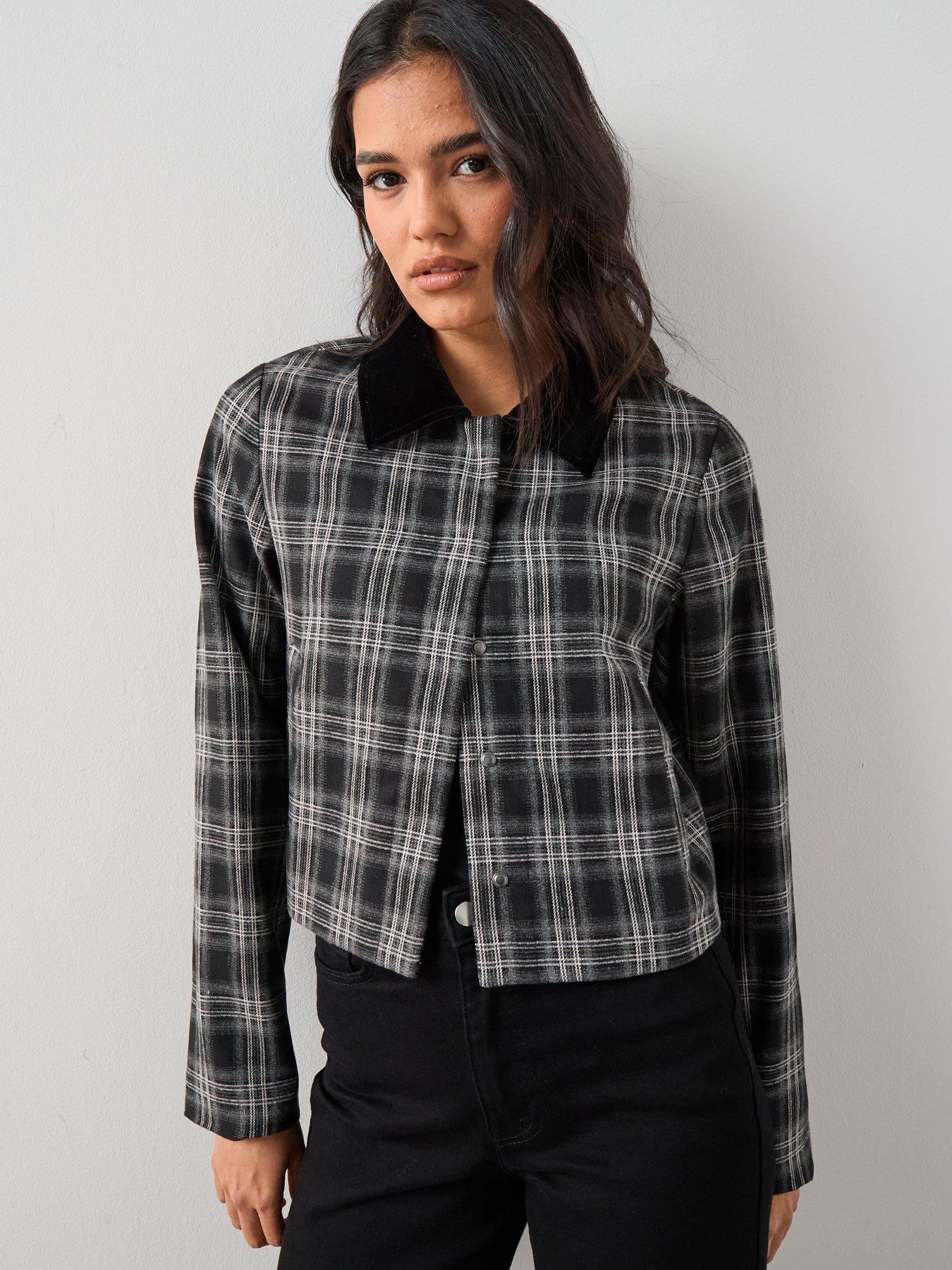 The Very Collection Contrast Collar Check Cocoon Jacket Co Ord