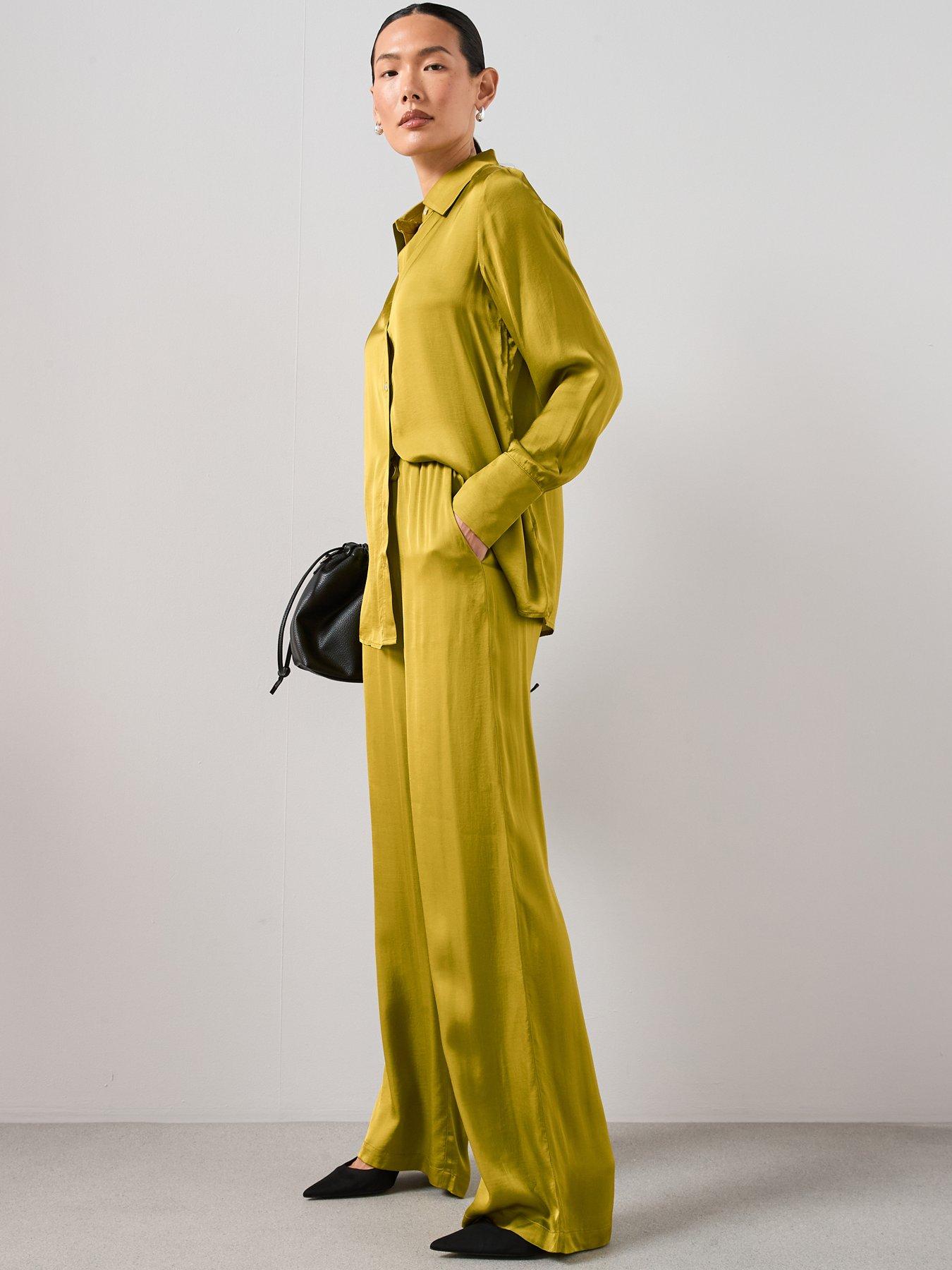 The Very Collection Satin Trousers Co-Ord - Green
