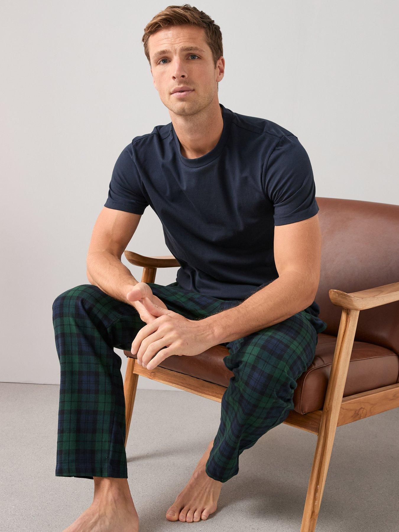 the-very-collection-pure-cotton-check-trouser-amp-t-shirt-set-dark-green
