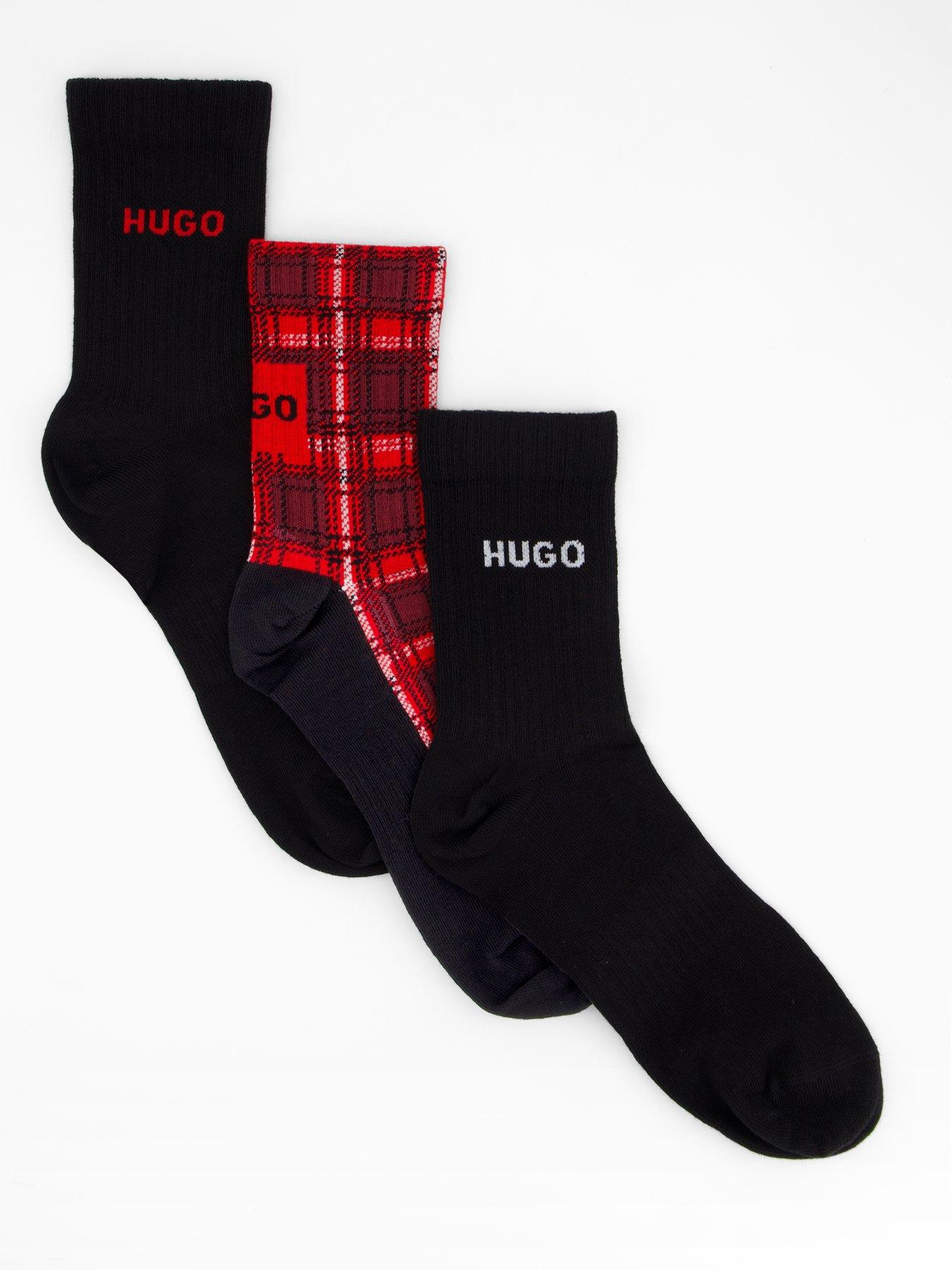 HUGO 3 Pack Check Sock Gift Set - Multi