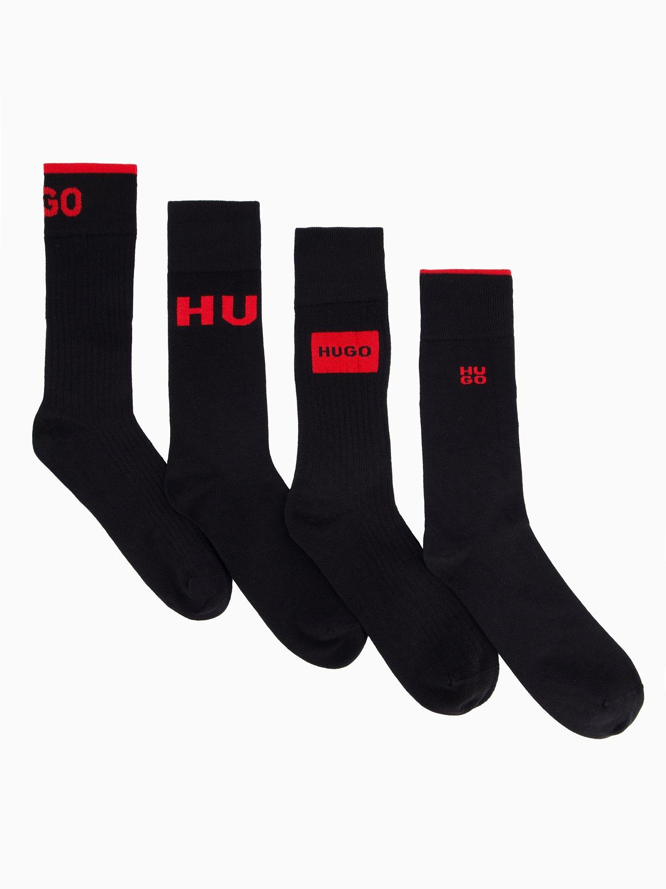 HUGO 4 Pack Multi Logo Sock Gift Set - Black