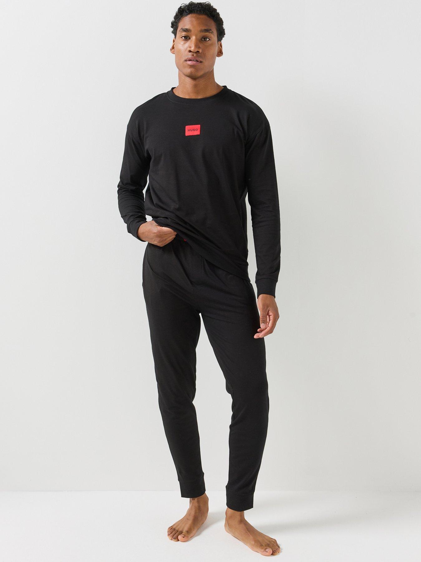 Image 1 of 6 of HUGO Galaxy Long Logo Relaxed Fit Pyjama Gift Set - Black