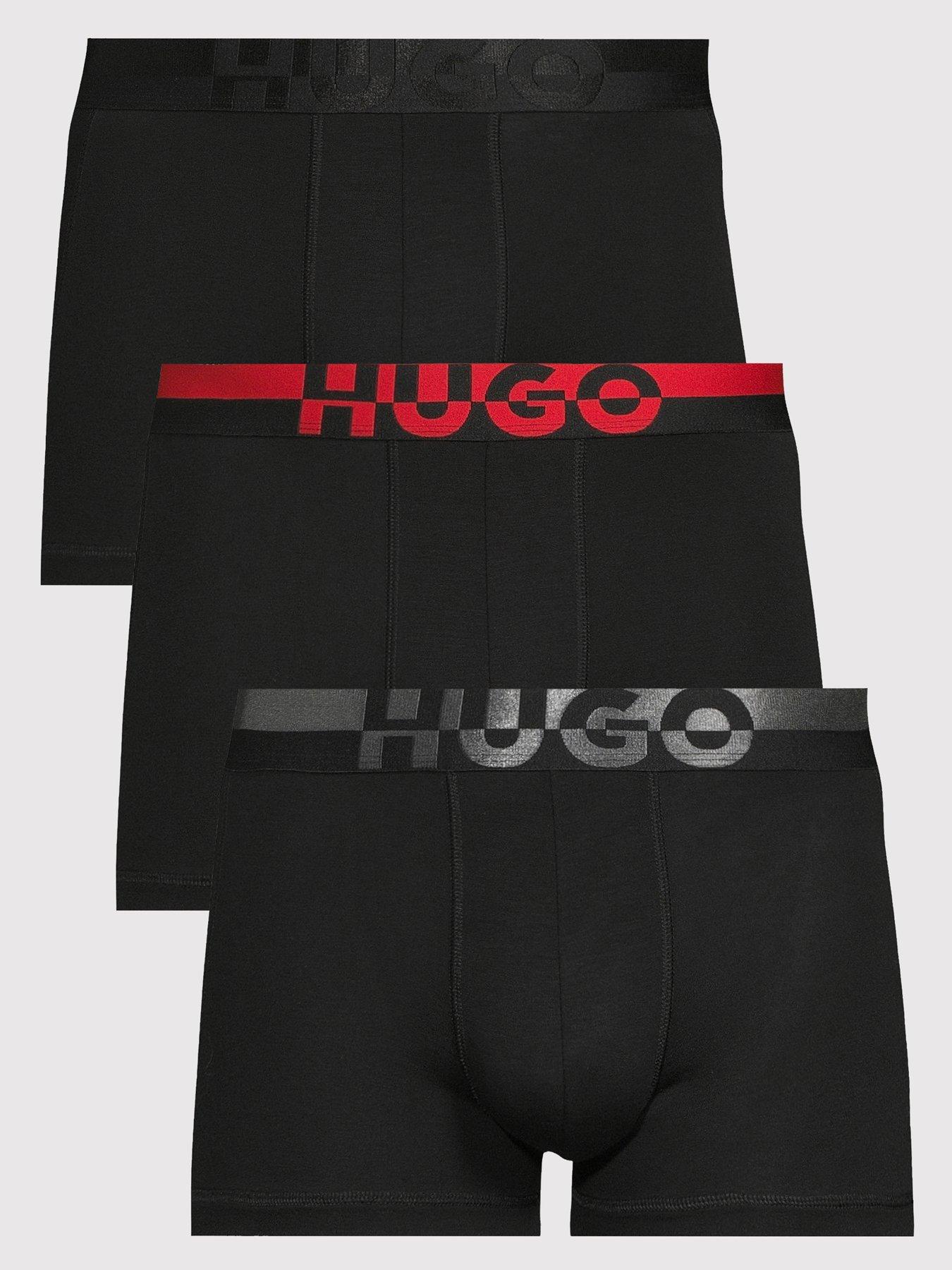 Image 1 of 3 of HUGO Bodywear 3 Pack Triplet Split Logo Trunks - Black