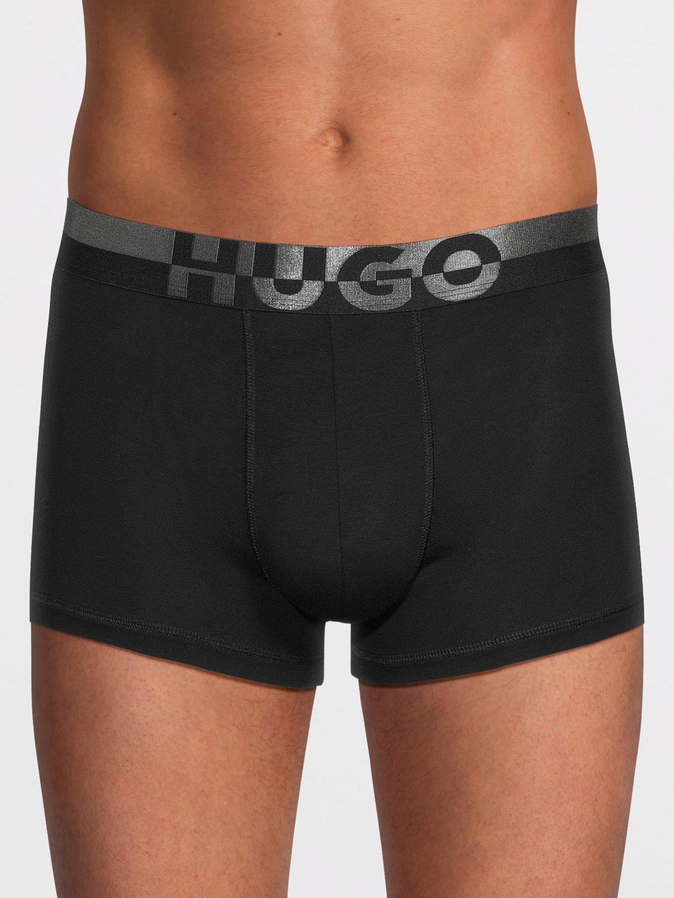 Image 2 of 3 of HUGO Bodywear 3 Pack Triplet Split Logo Trunks - Black