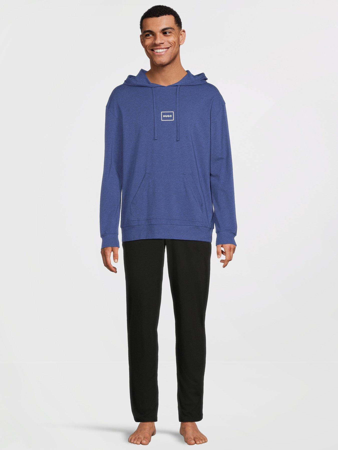 Image 3 of 5 of HUGO Laze Hoodie Relaxed Fit Loungewear Hoodie - Navy