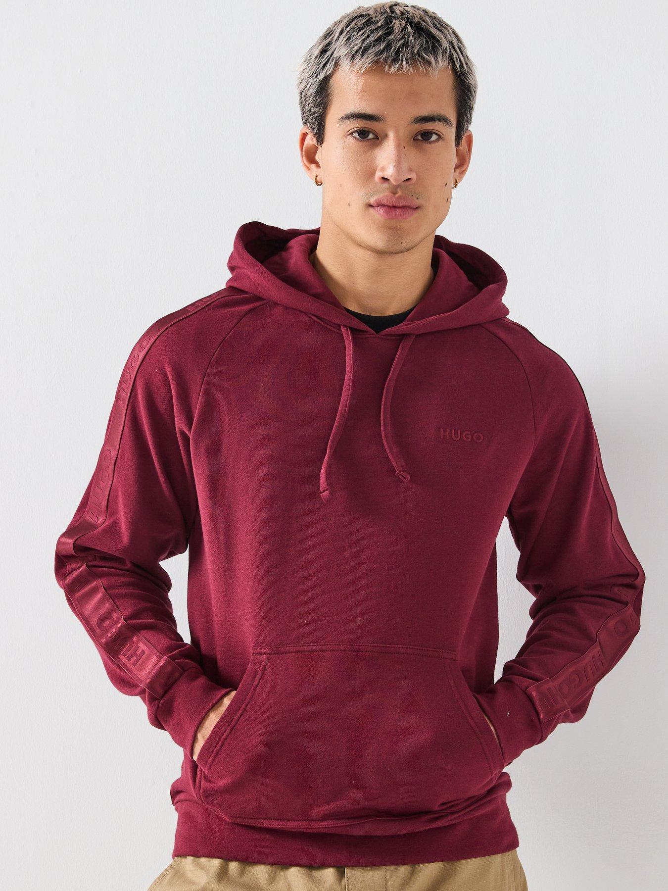 HUGO Bodywear Liam Taped Loungewear Hoodie - Dark Red