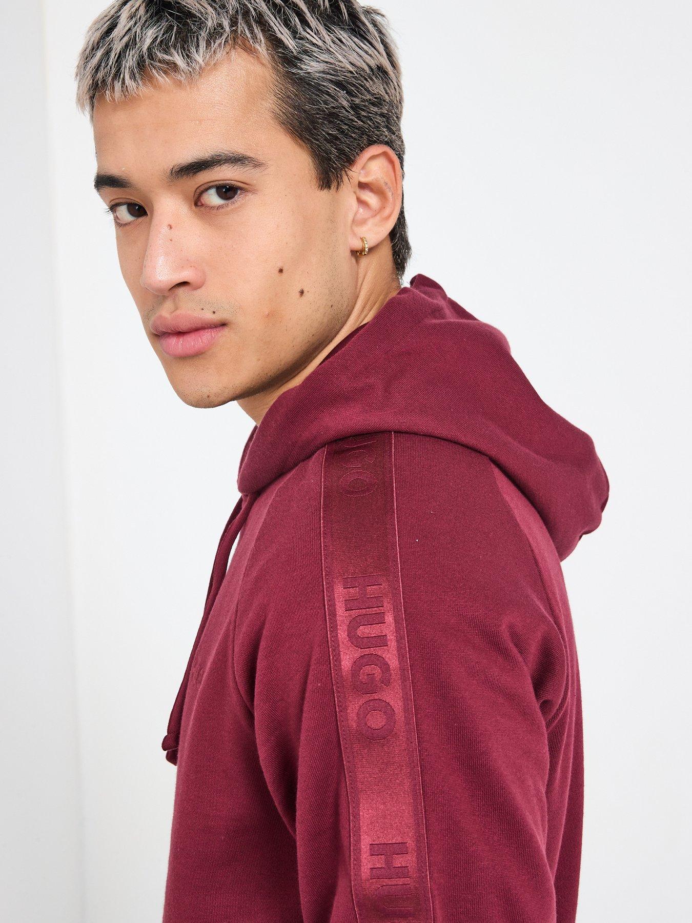 Image 4 of 6 of HUGO Bodywear Liam Taped Loungewear Hoodie - Dark Red