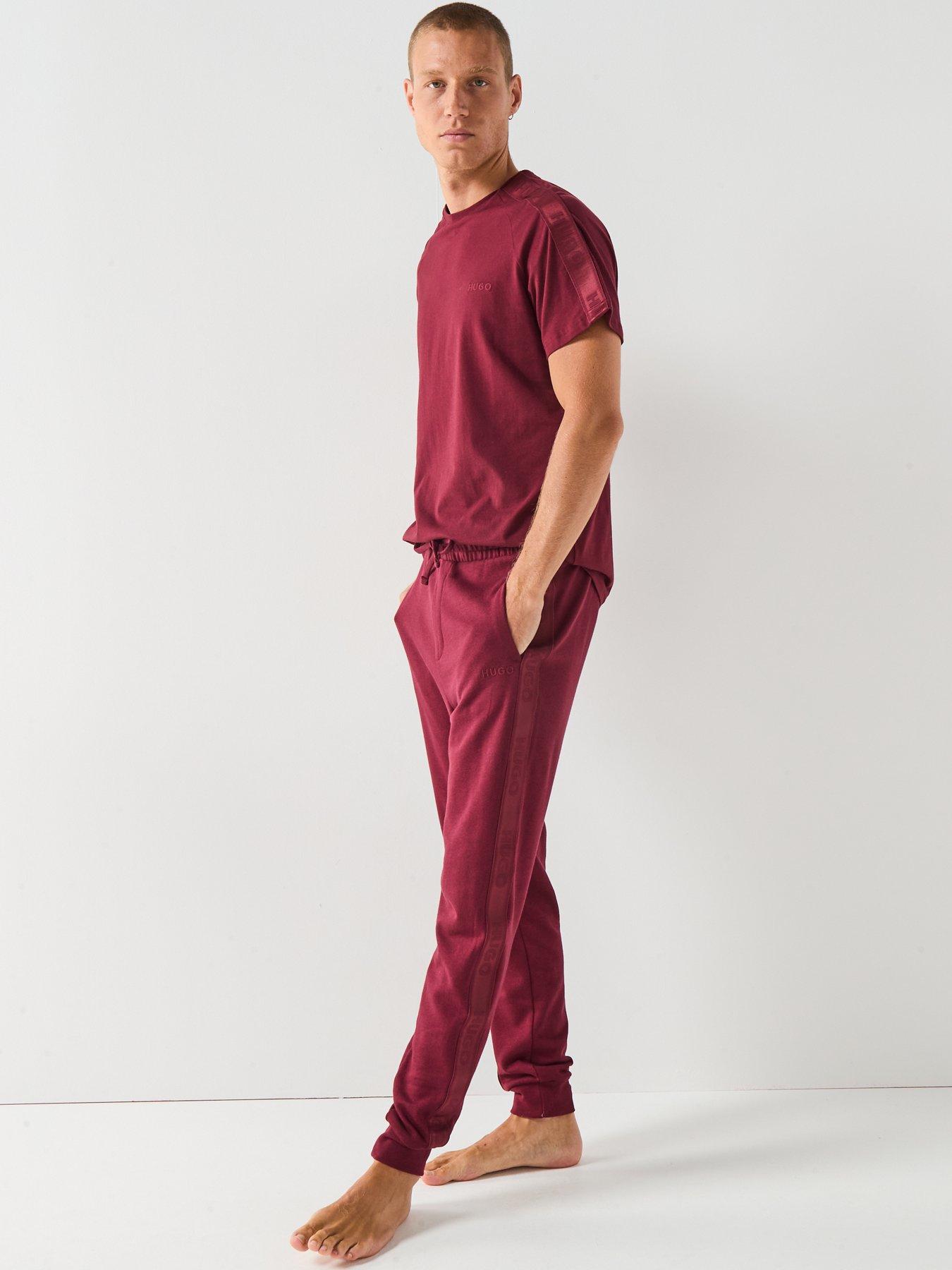 Image 3 of 6 of HUGO Bodywear Liam Taped Loungewear Cuff Pants - Dark Red