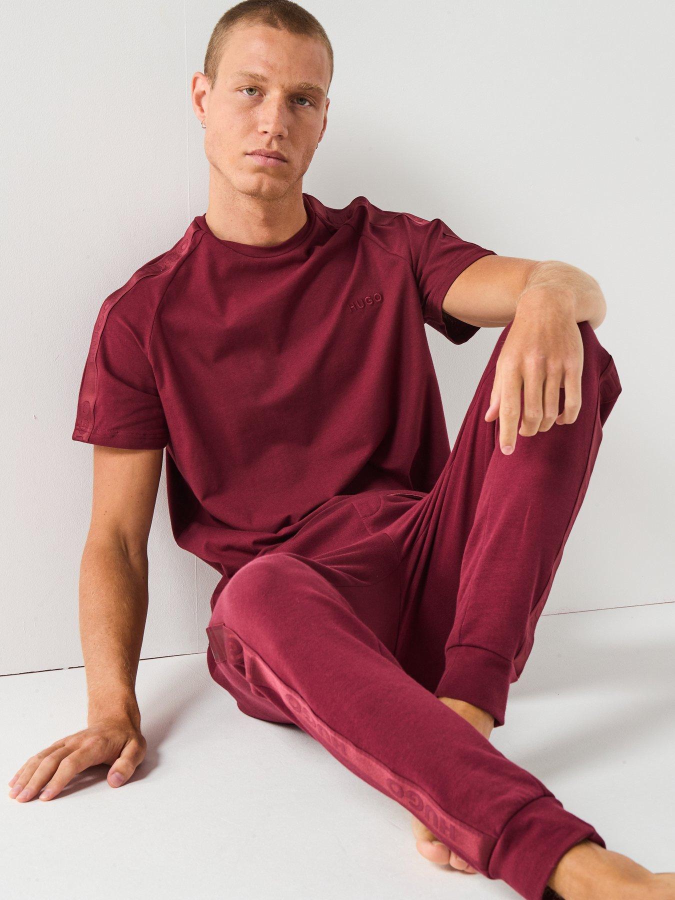 Image 5 of 6 of HUGO Bodywear Liam Taped Loungewear Cuff Pants - Dark Red