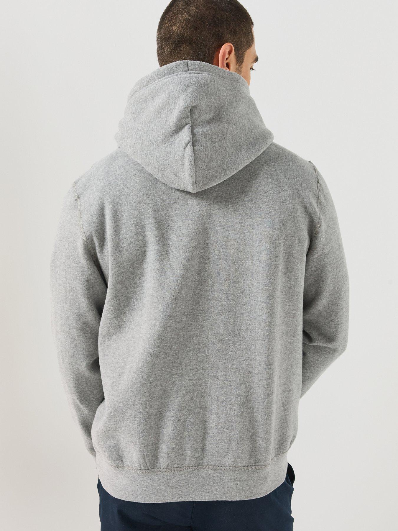 Image 2 of 6 of Tommy Hilfiger Mens Cotton-Blend Fleece Drawstring Hoodie - Grey