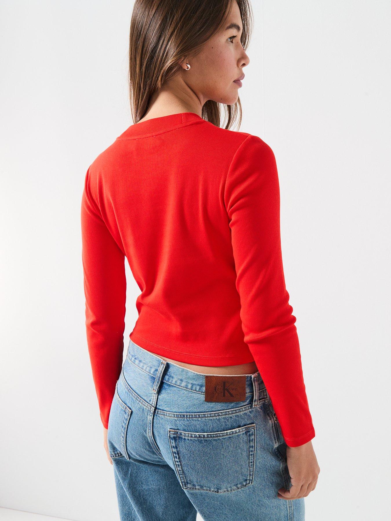 Image 2 of 5 of Calvin Klein Jeans Monogram T-Shirt - Red