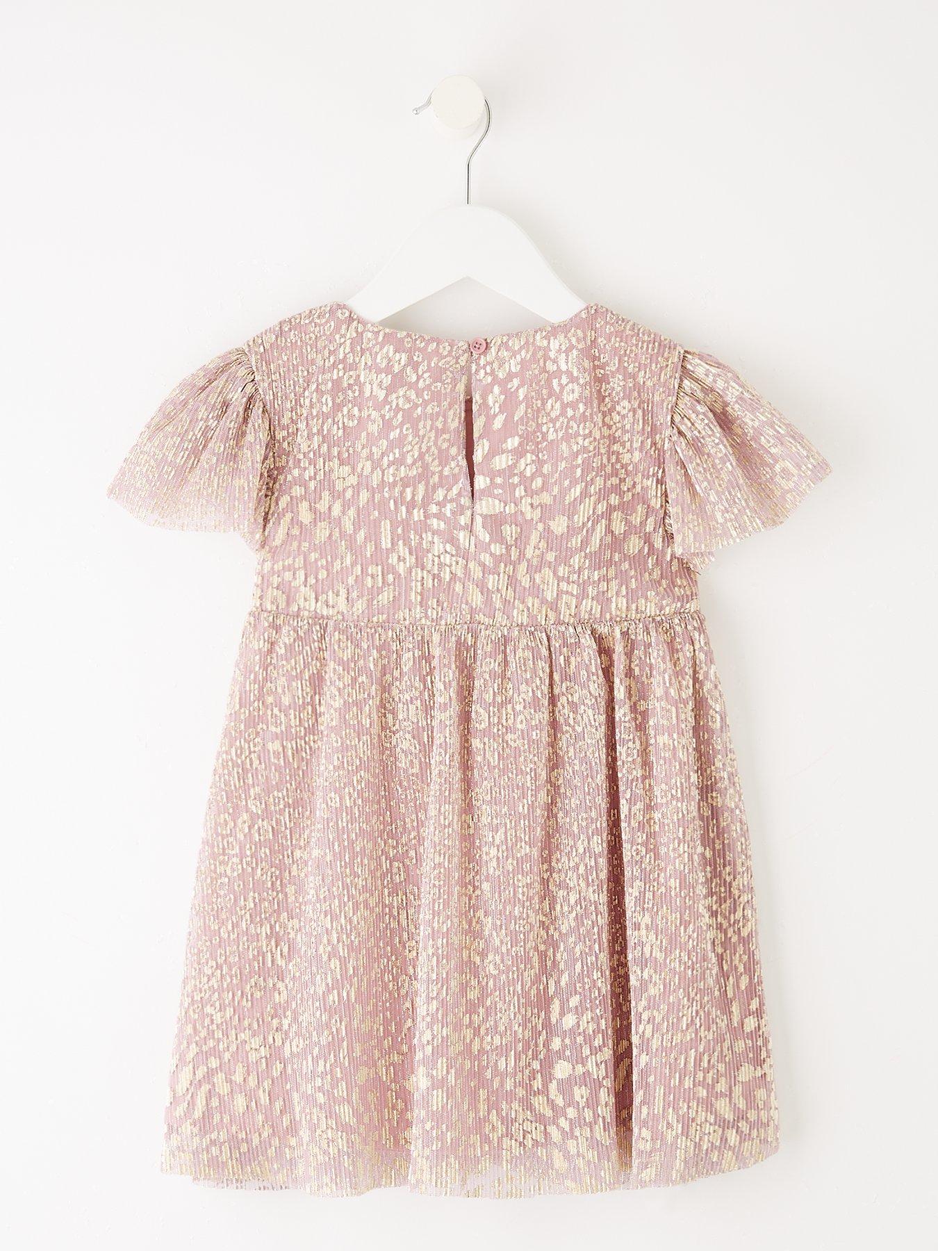 Image 2 of 4 of The Very Collection Girls Mesh Party Dress With Oversized Bow - Pink
