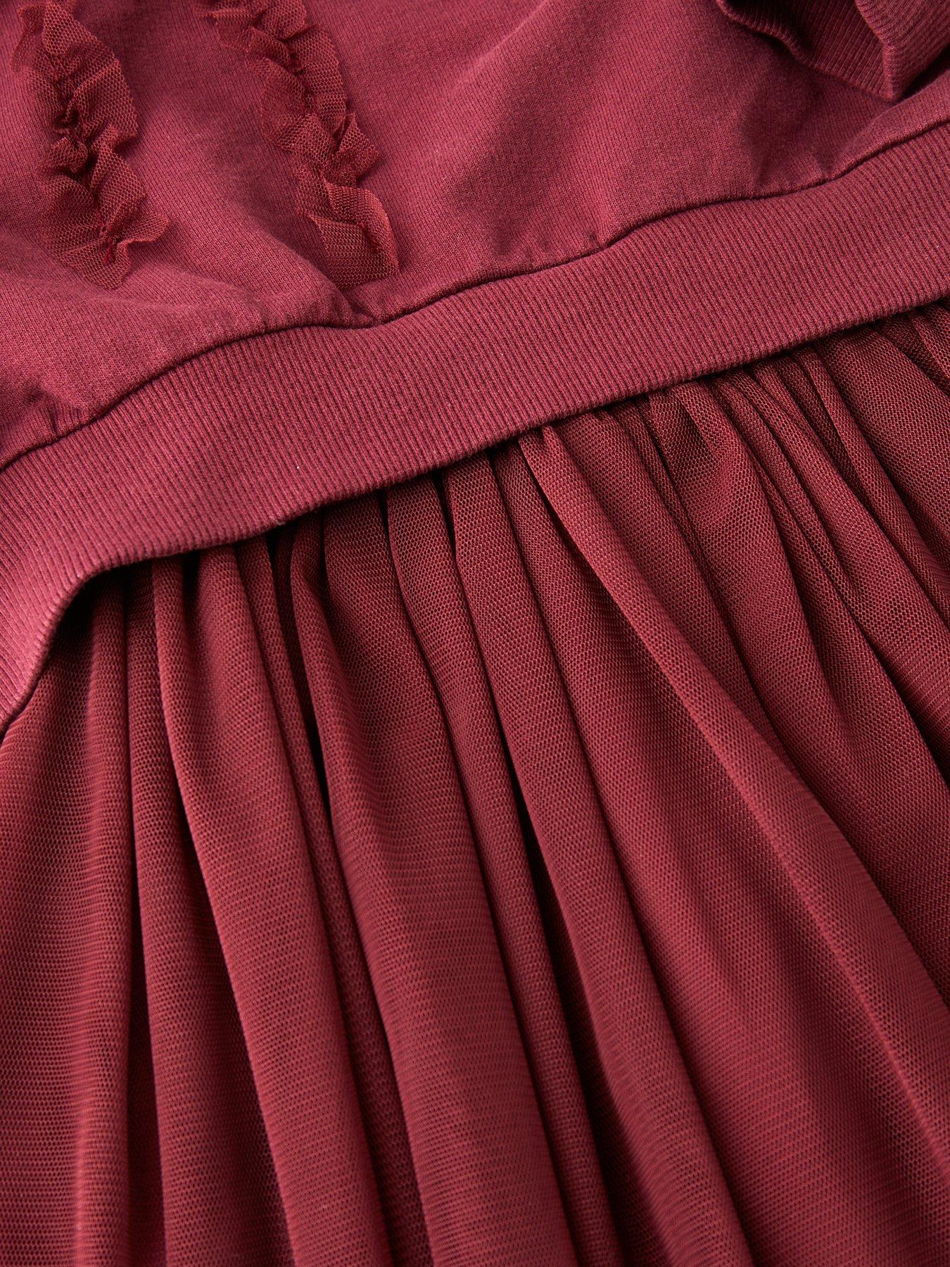  image of the-very-collection-girls-sweatshirt-and-tulle-skirt-burgundyred