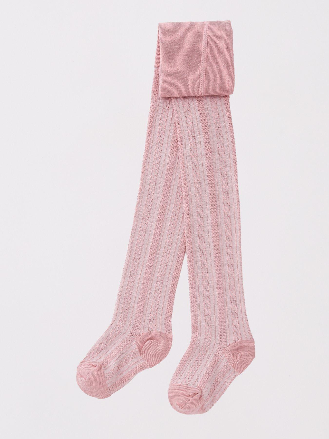 The Very Collection Girls Basic 3 Pack Cable Tights - Black/cream/pink ...