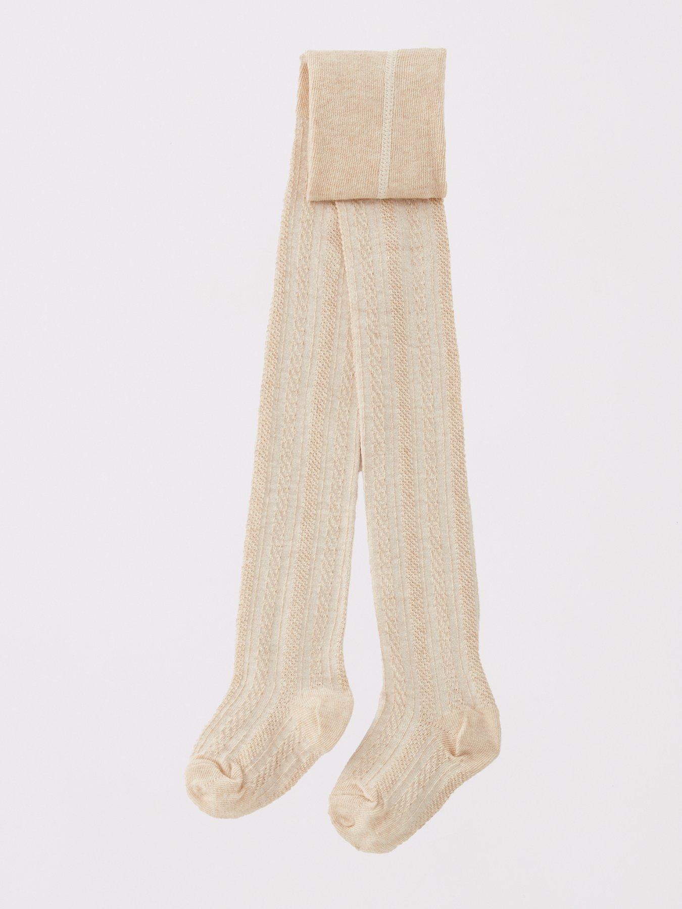 The Very Collection Girls Basic 3 Pack Cable Tights - Black/cream/pink ...