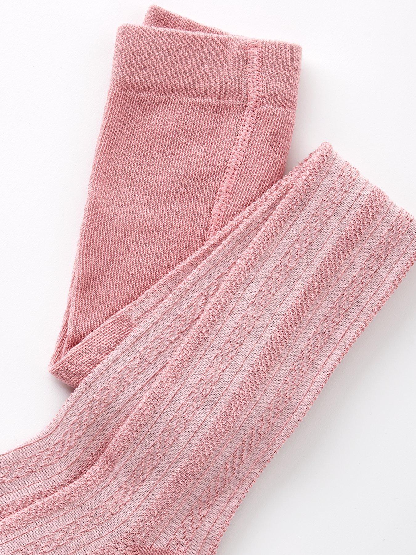 The Very Collection Girls Basic 3 Pack Cable Tights - Black/cream/pink ...