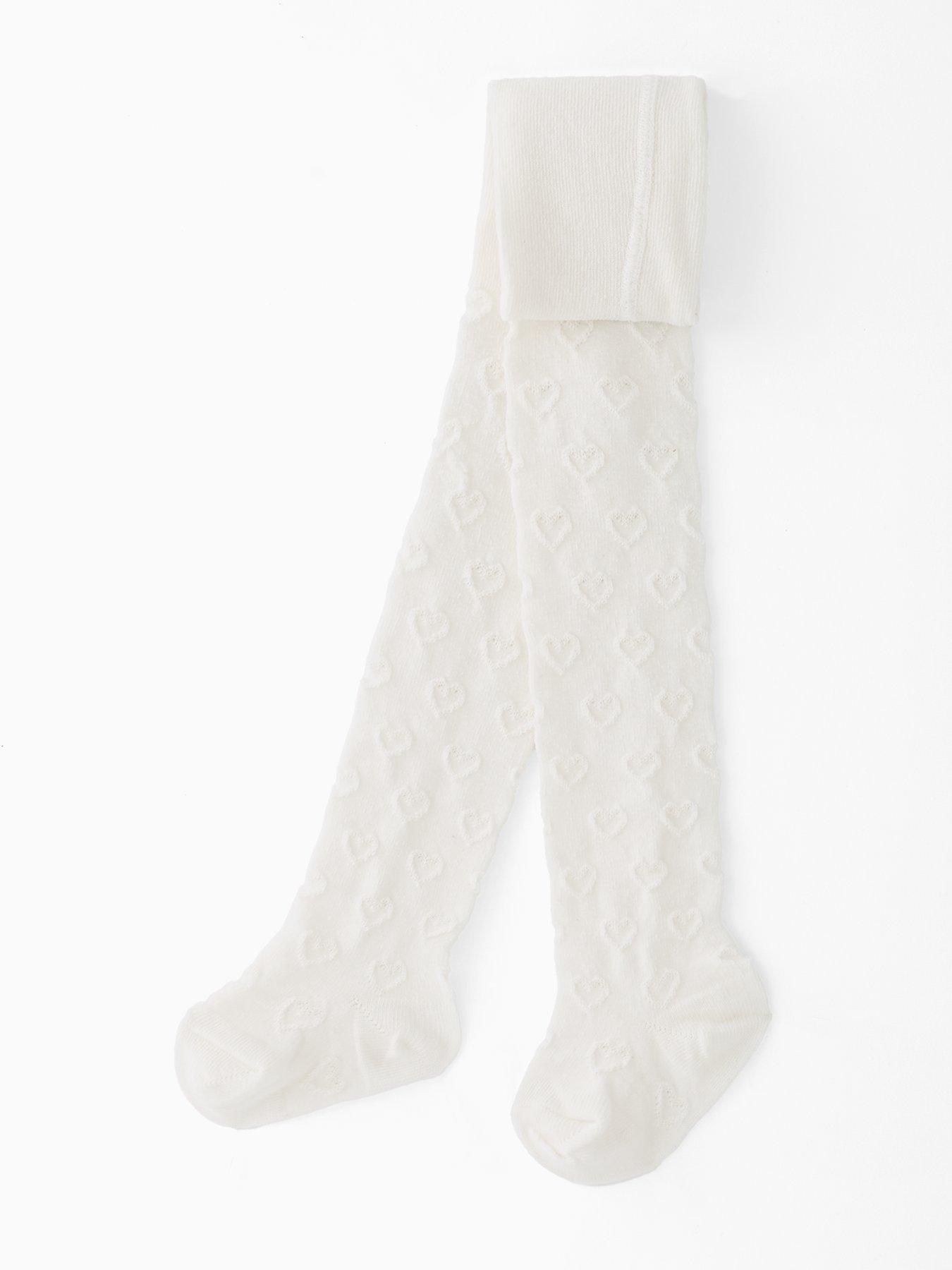 The Very Collection Girls Heart Tights - White