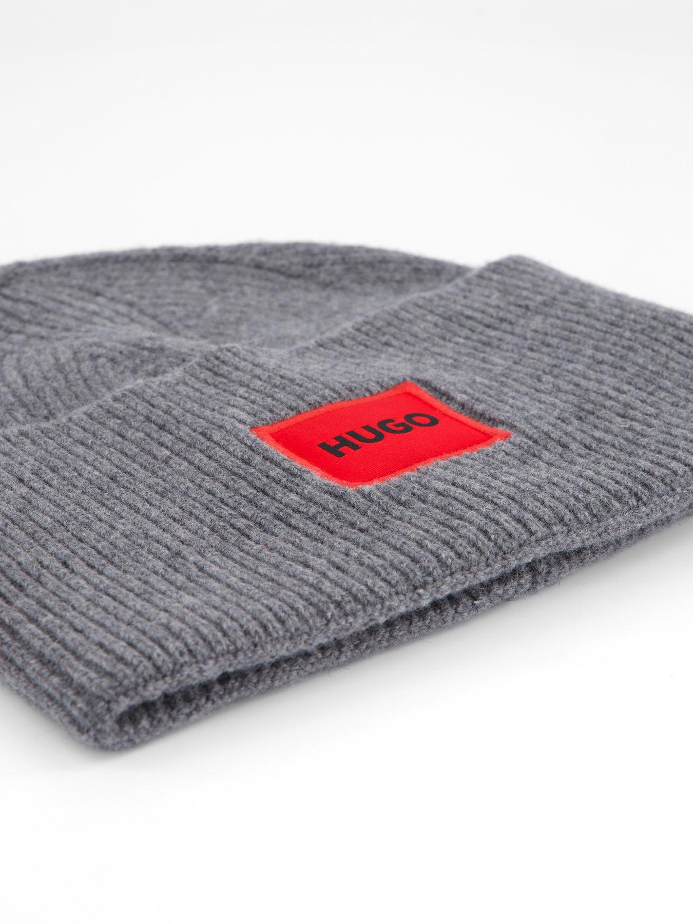 Image 4 of 4 of HUGO Xaff 6 Logo Beanie Hat - Dark Grey