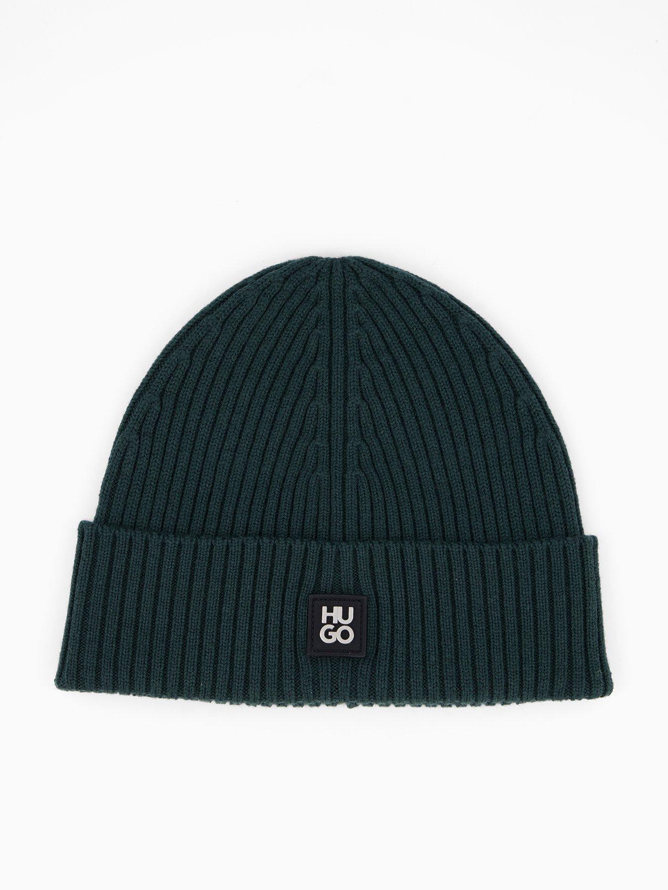 HUGO Xola Logo Beanie Hat - Green - One Colour