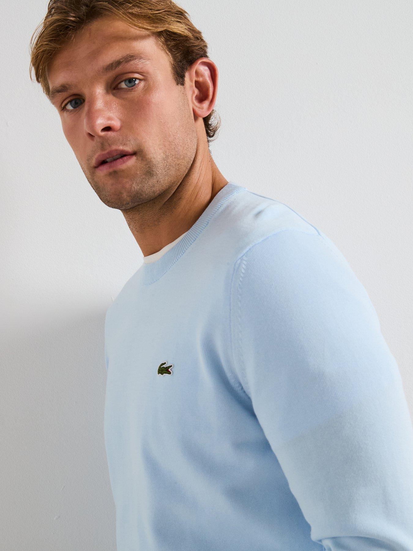 Image 4 of 6 of Lacoste Cotton Jersey Crew Neck Knitted Jumper- Light Blue