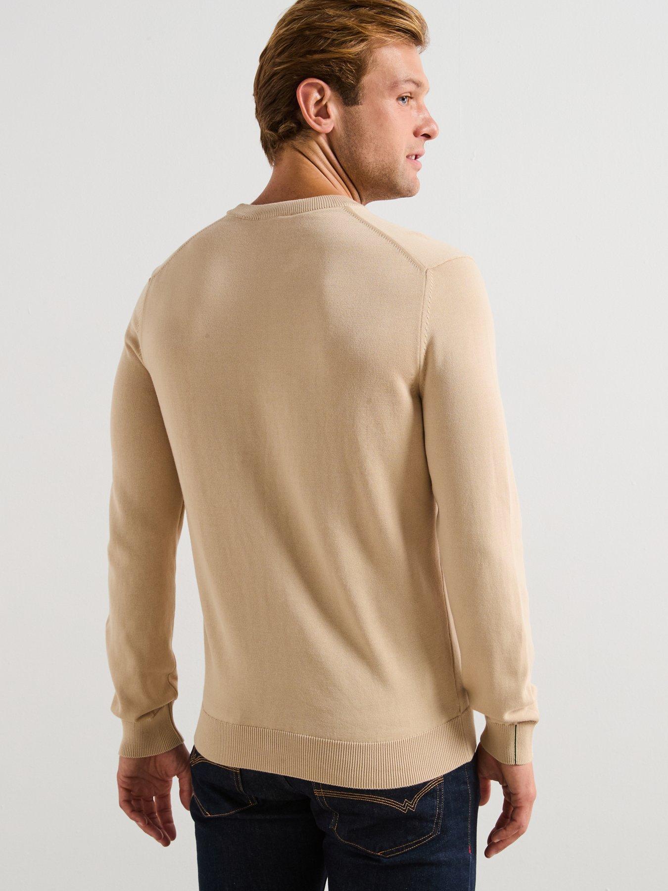 Image 2 of 6 of Lacoste Cotton Jersey Crew Neck Knitted Jumper- Beige
