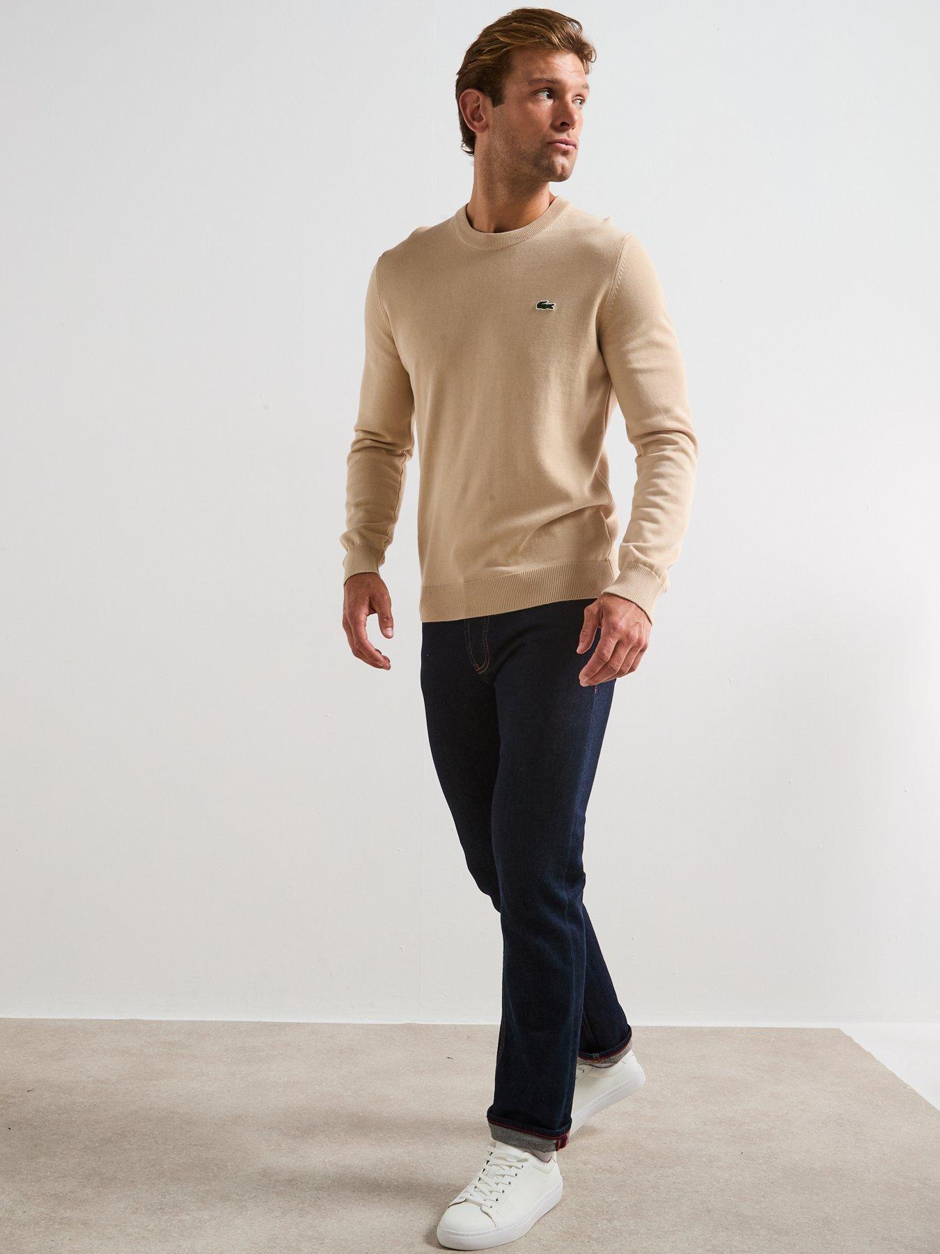 Image 3 of 6 of Lacoste Cotton Jersey Crew Neck Knitted Jumper- Beige