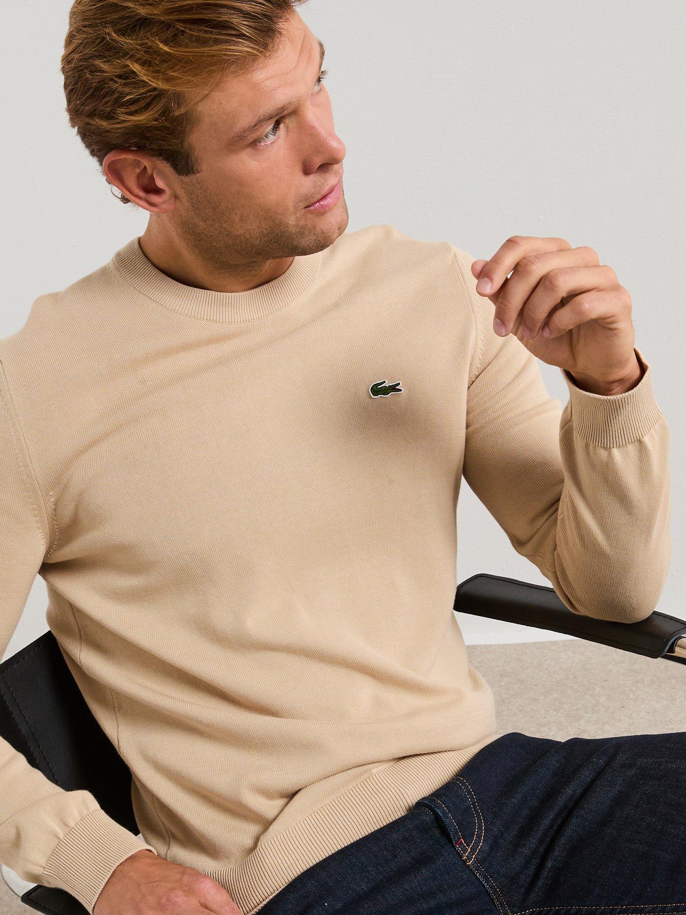 Image 4 of 6 of Lacoste Cotton Jersey Crew Neck Knitted Jumper- Beige