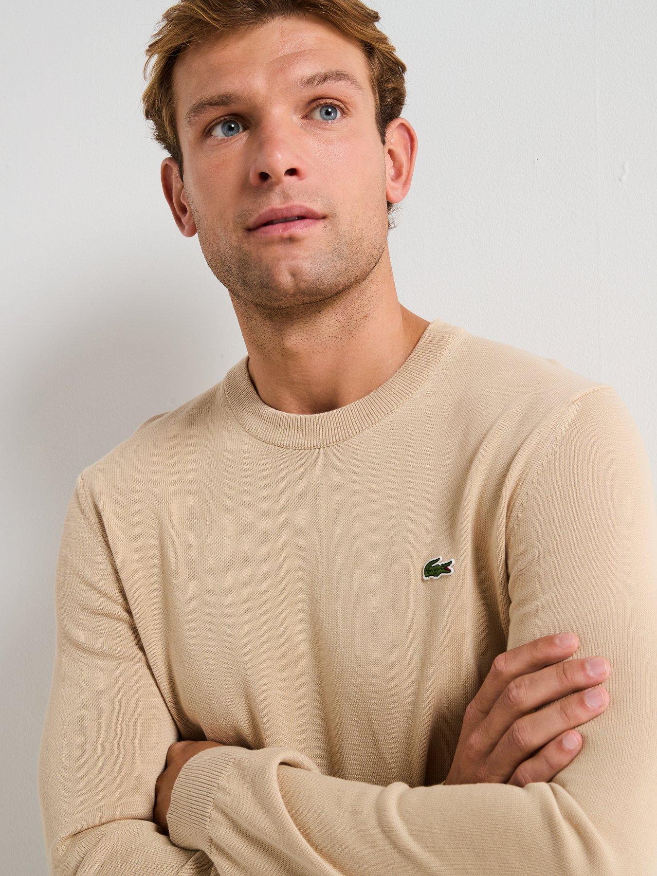 Image 5 of 6 of Lacoste Cotton Jersey Crew Neck Knitted Jumper- Beige