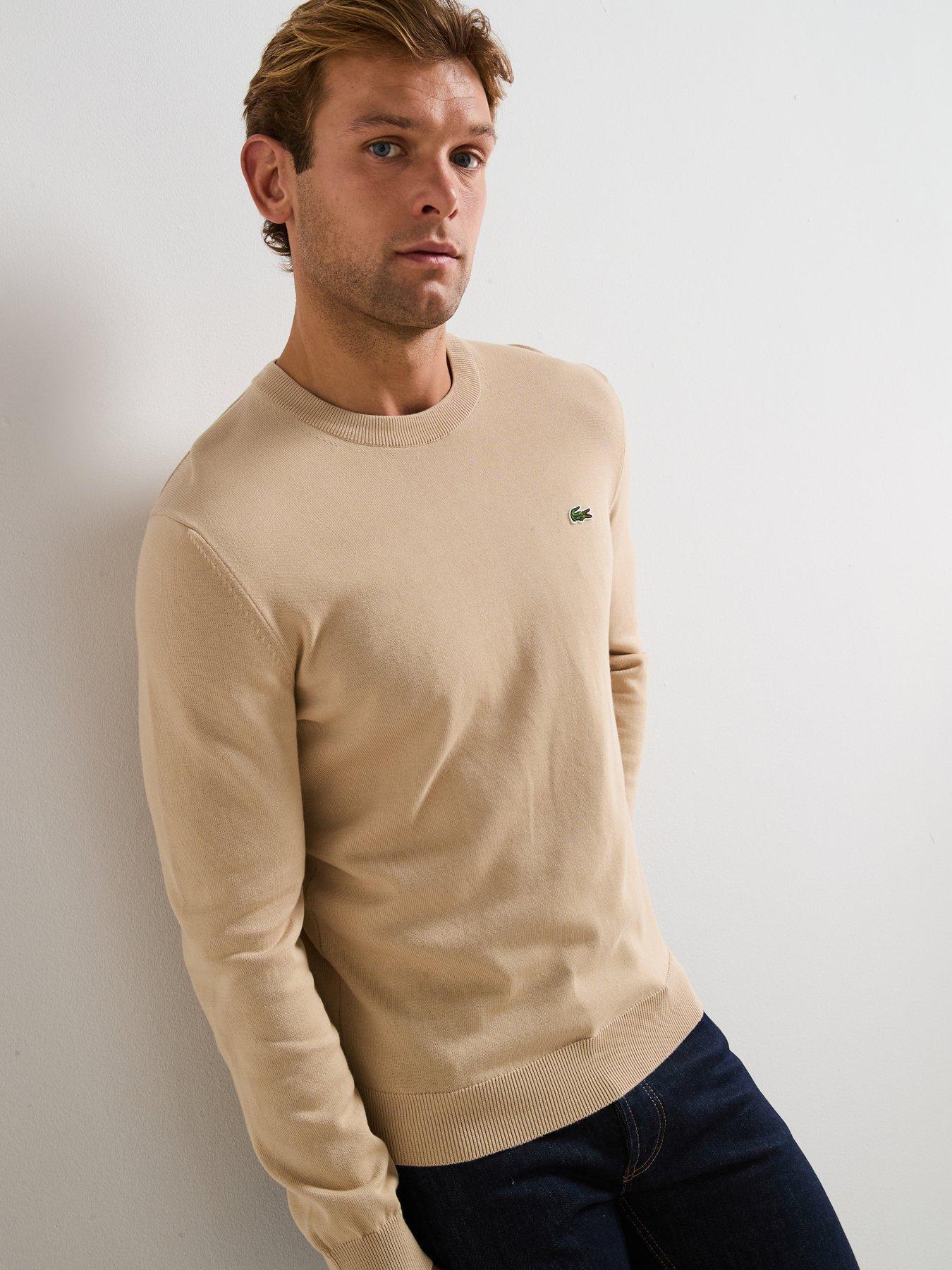 Image 6 of 6 of Lacoste Cotton Jersey Crew Neck Knitted Jumper- Beige