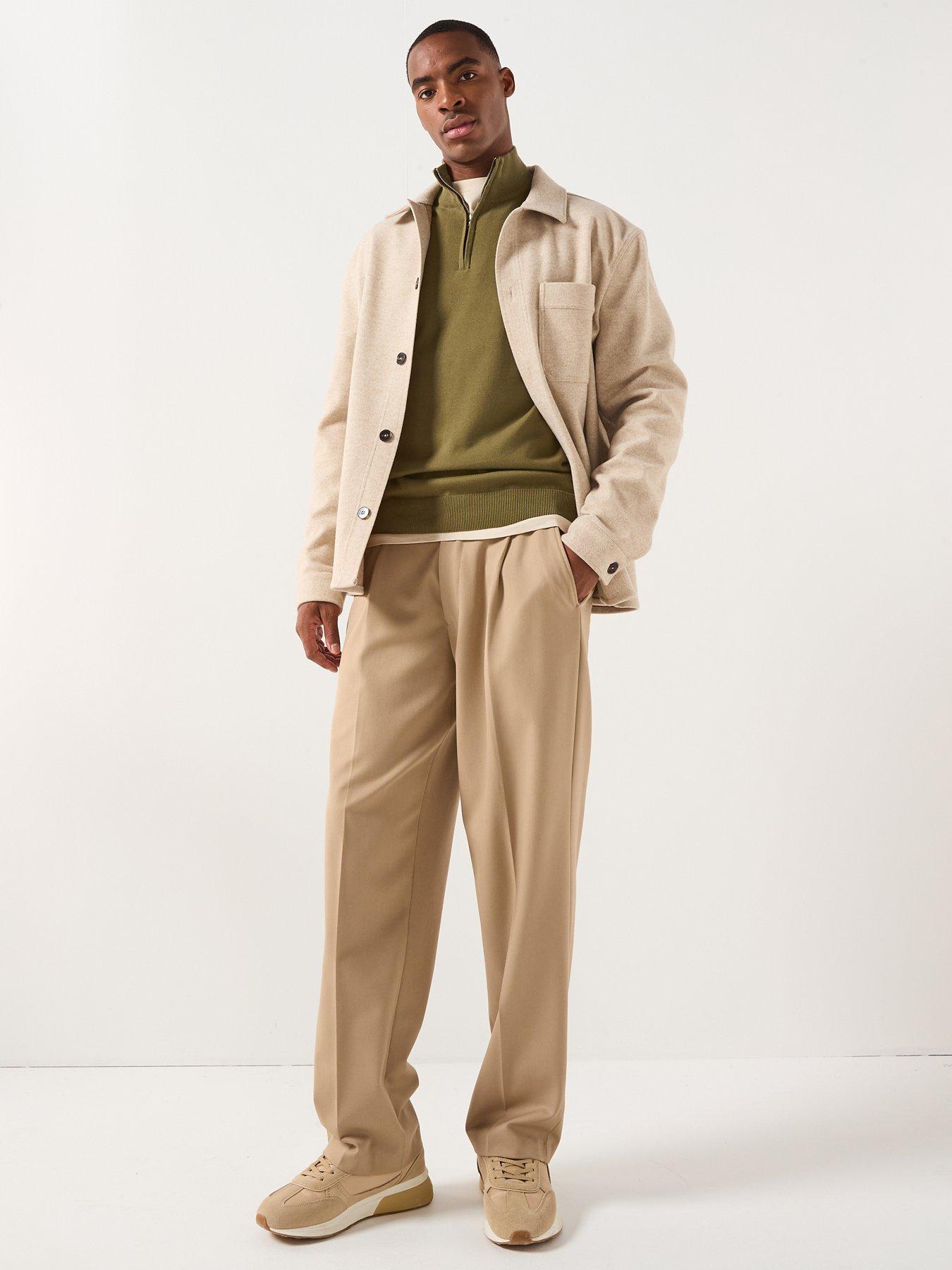  image of lacoste-14-zip-regular-fit-high-neck-knitted-jumpernbsp--khaki