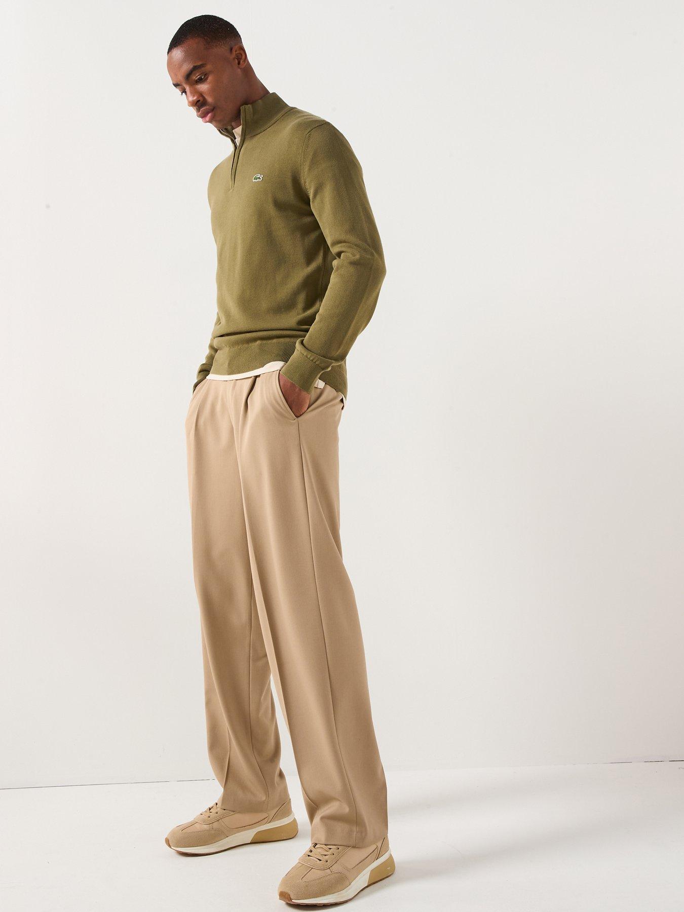 Image 6 of 6 of Lacoste 1/4 Zip Regular Fit High Neck Knitted Jumper&nbsp;- Khaki