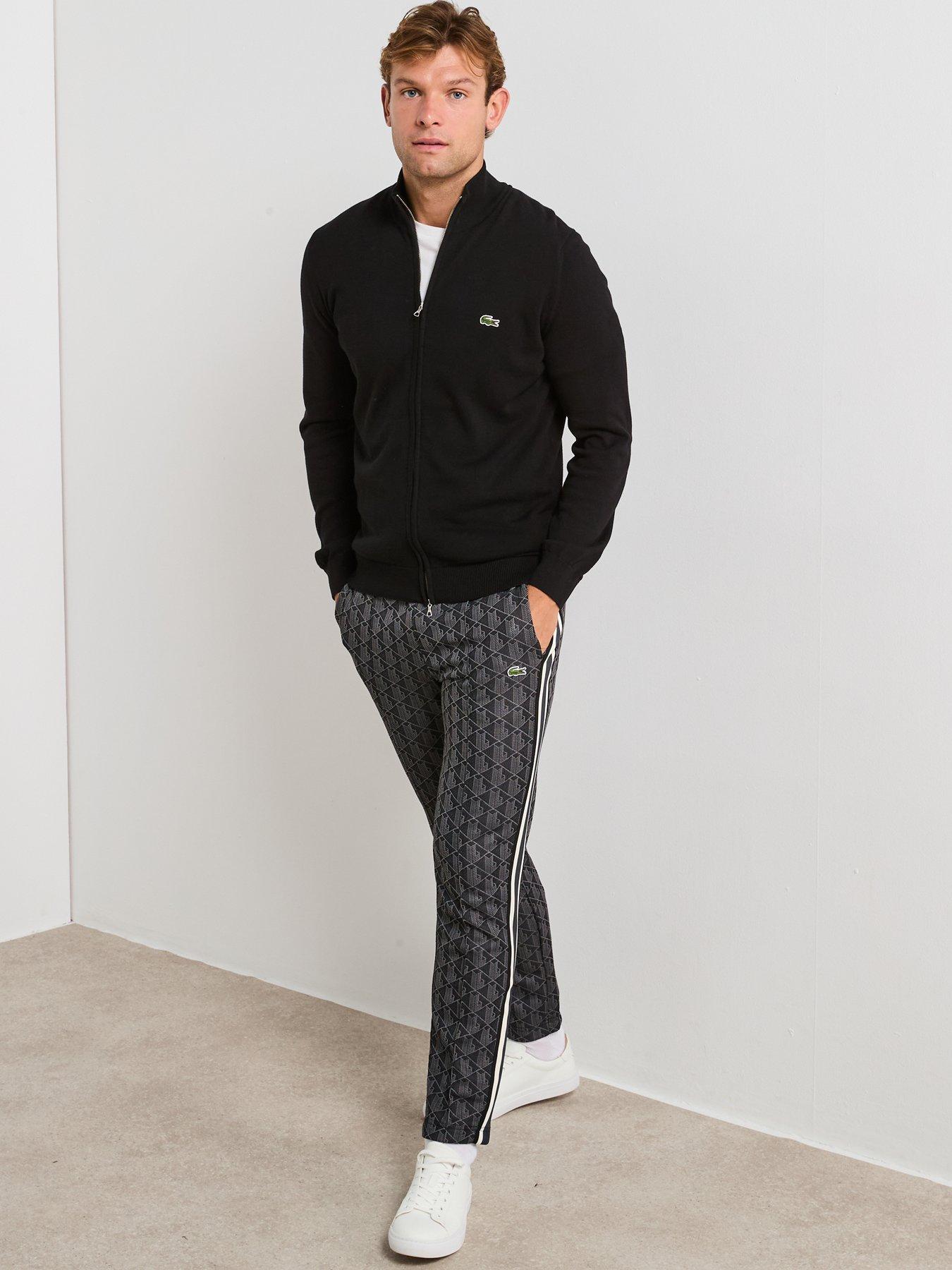  image of lacoste-full-zip-regular-fit-high-neck-knitted-jumper--black