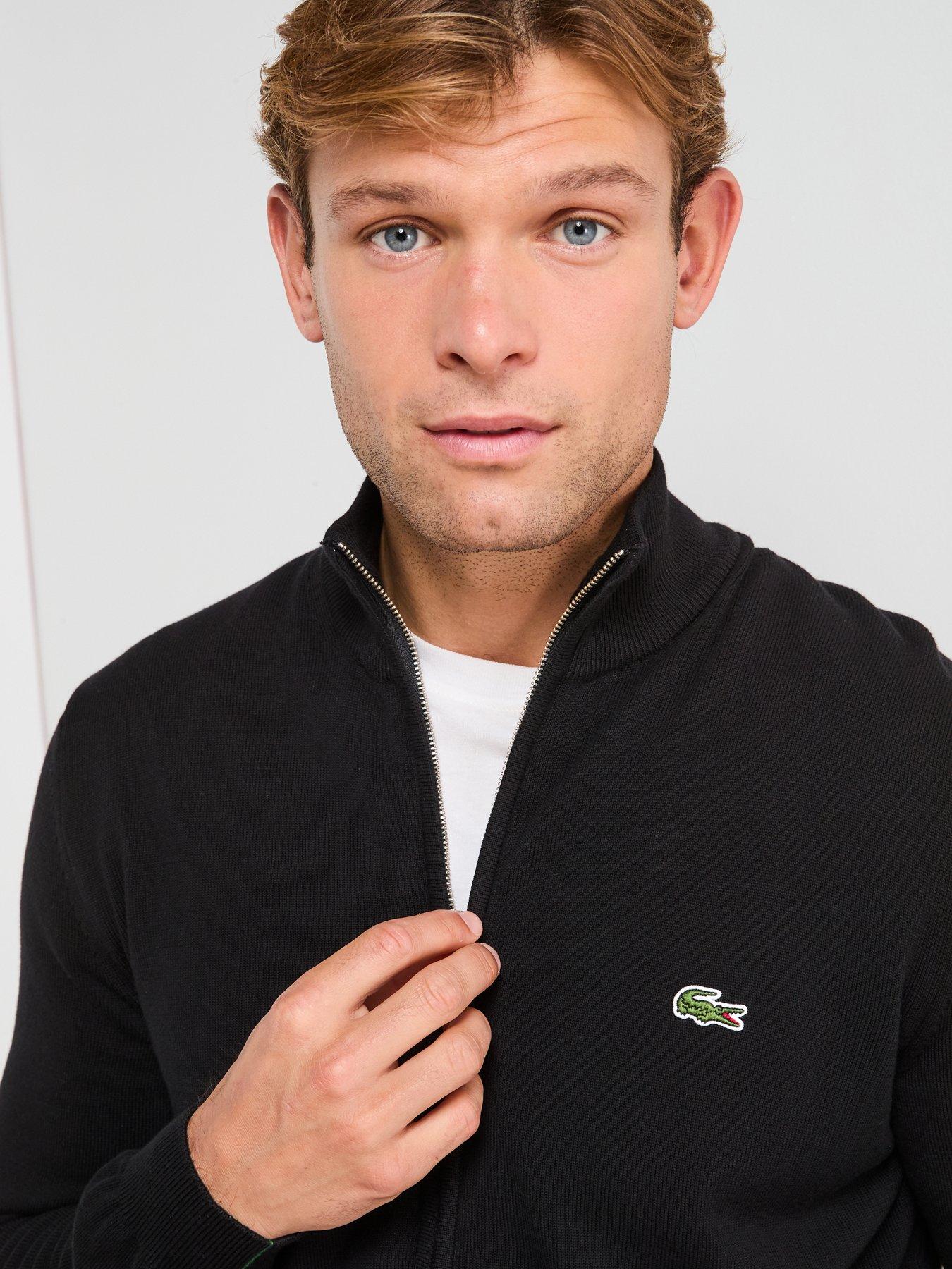  image of lacoste-full-zip-regular-fit-high-neck-knitted-jumper--black